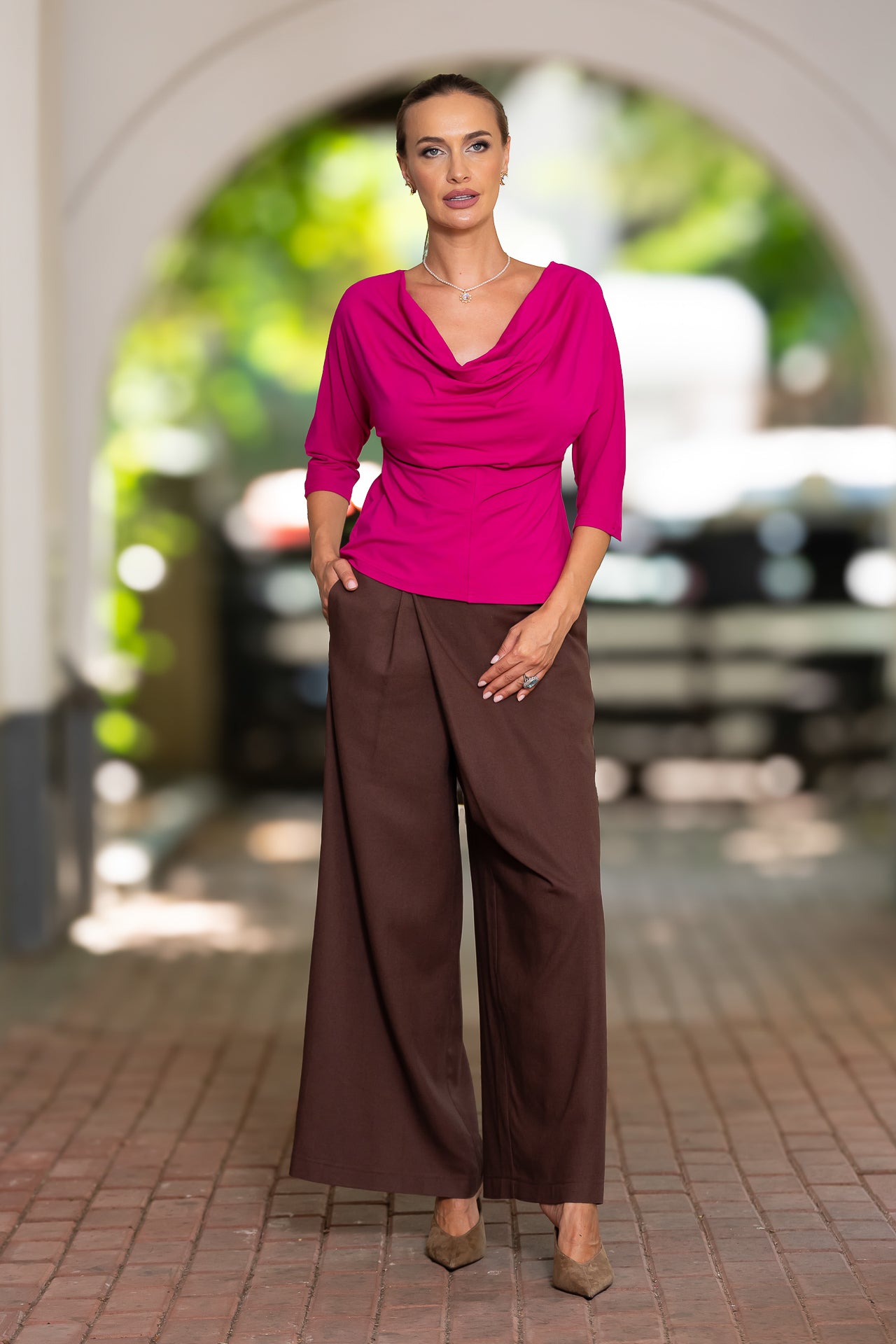 Bluza roz fucsia din jerseu Femina