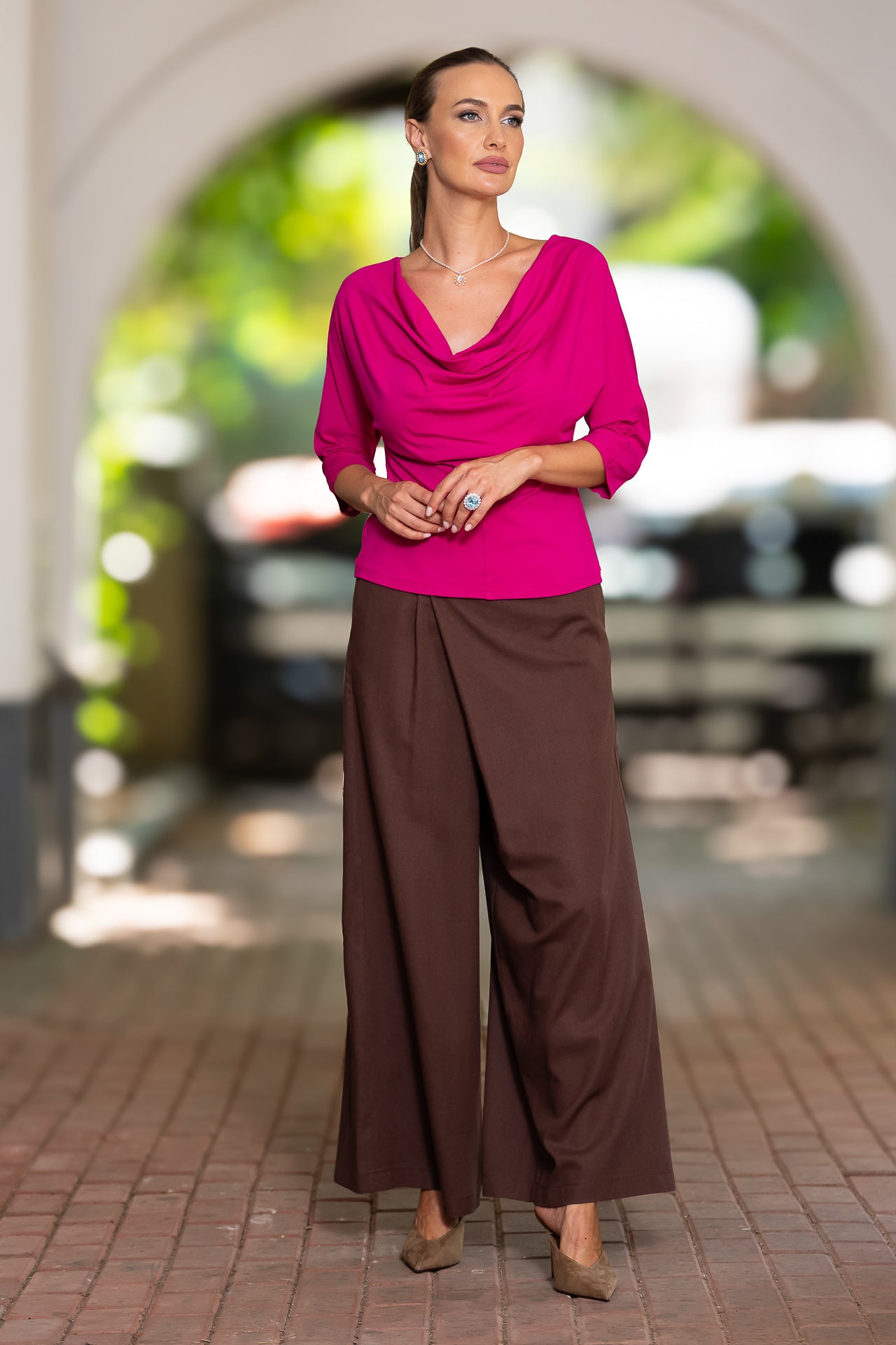 Bluza roz fucsia din jerseu Femina