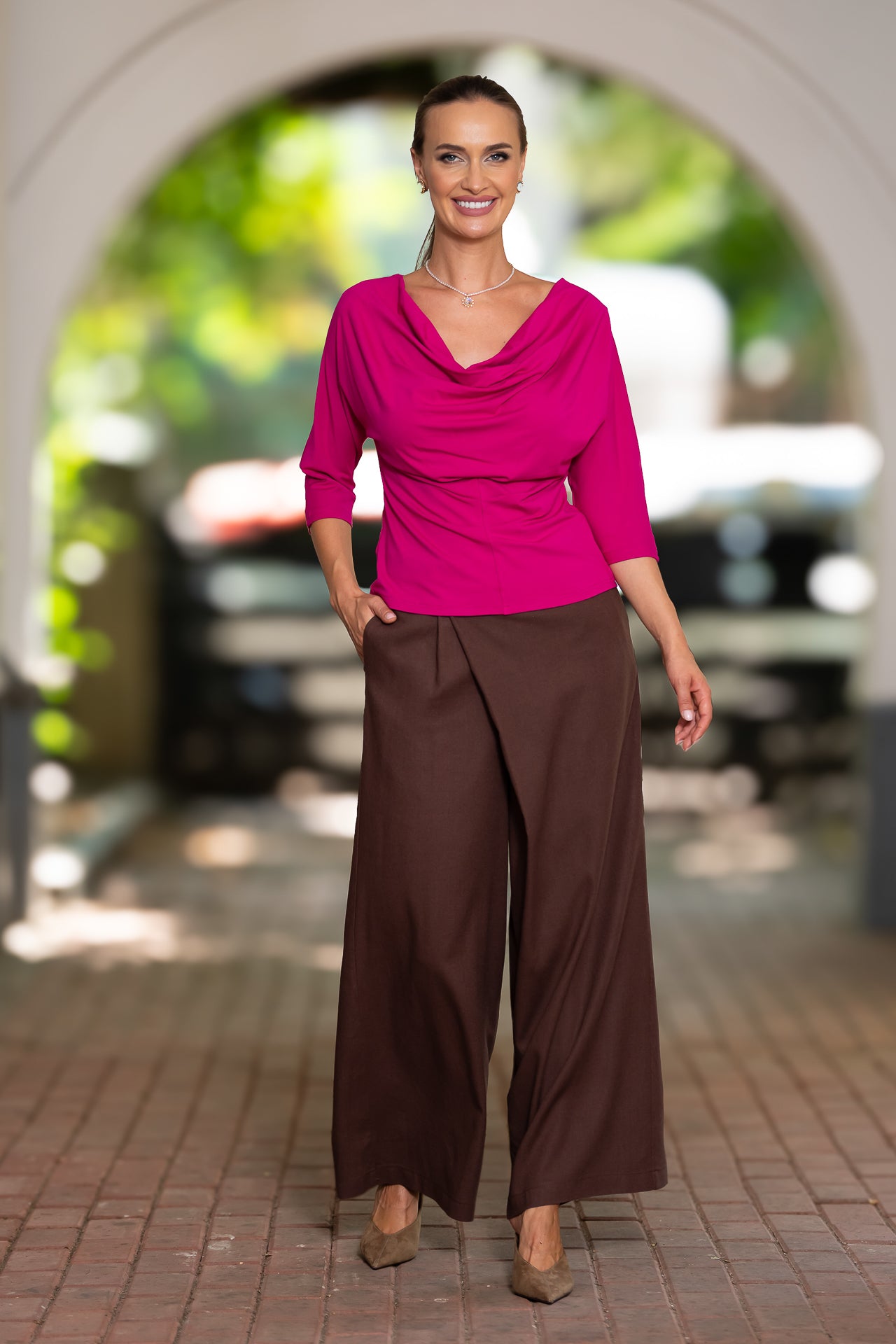 Bluza roz fucsia din jerseu Femina