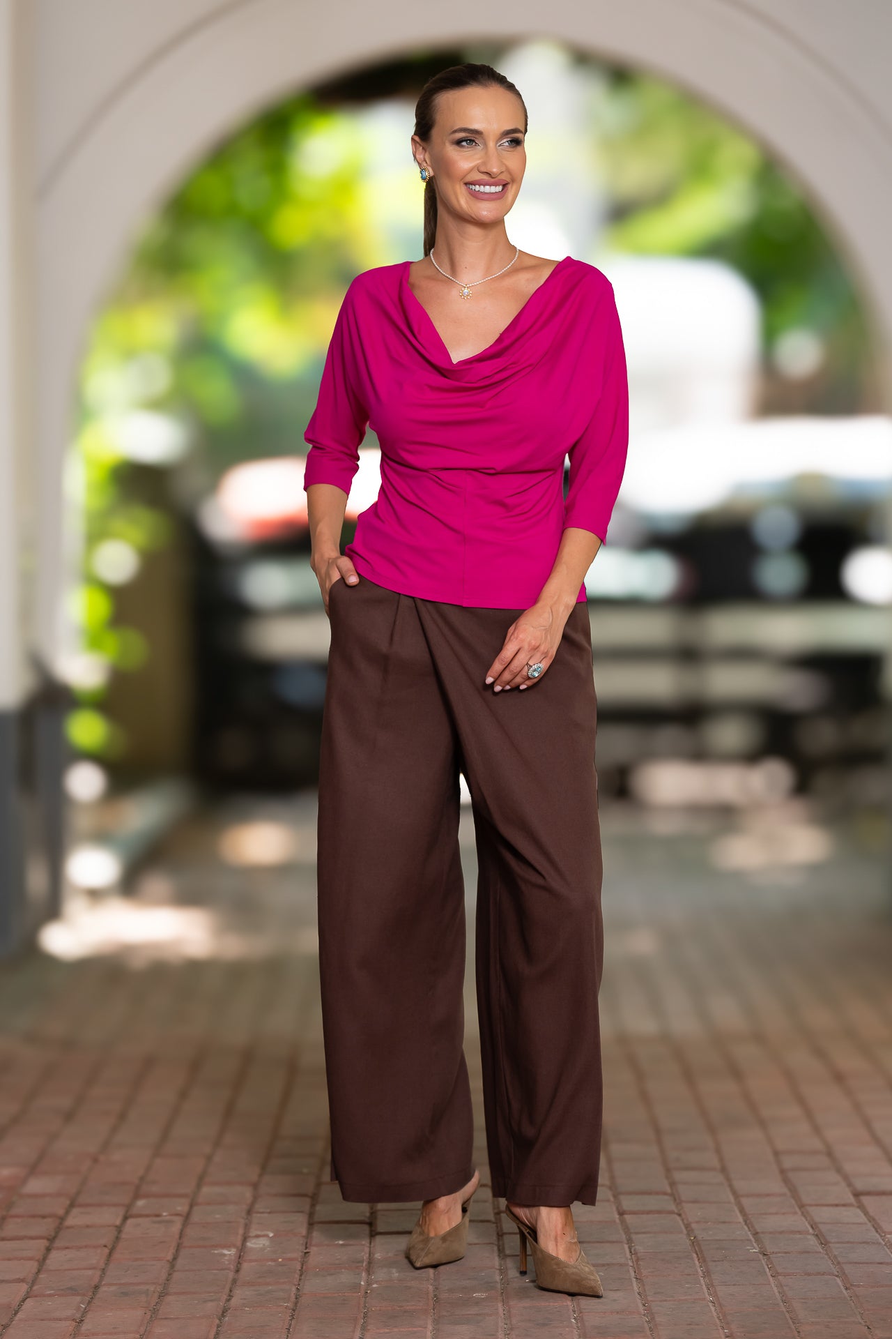 Bluza roz fucsia din jerseu Femina