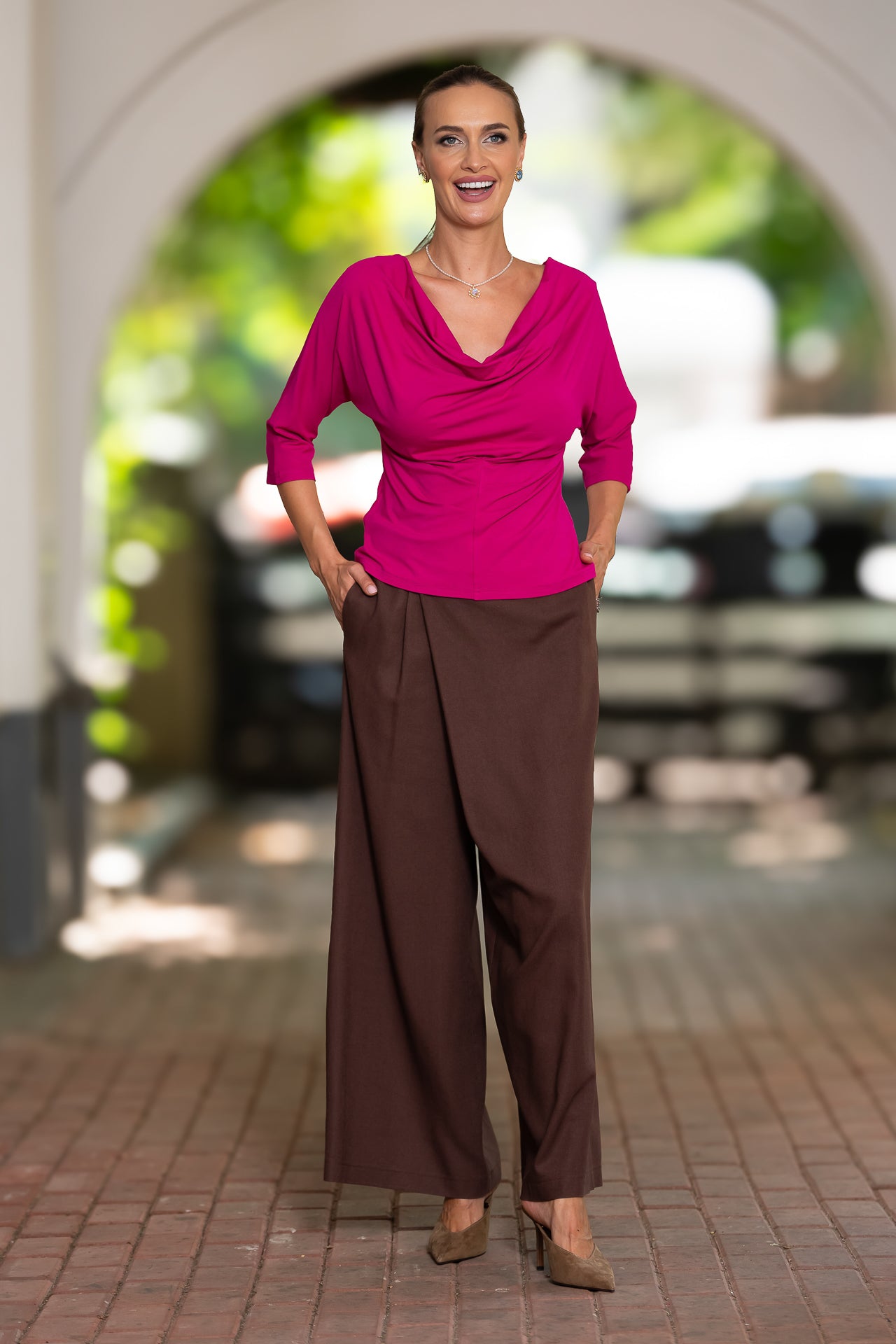 Bluza roz fucsia din jerseu Femina