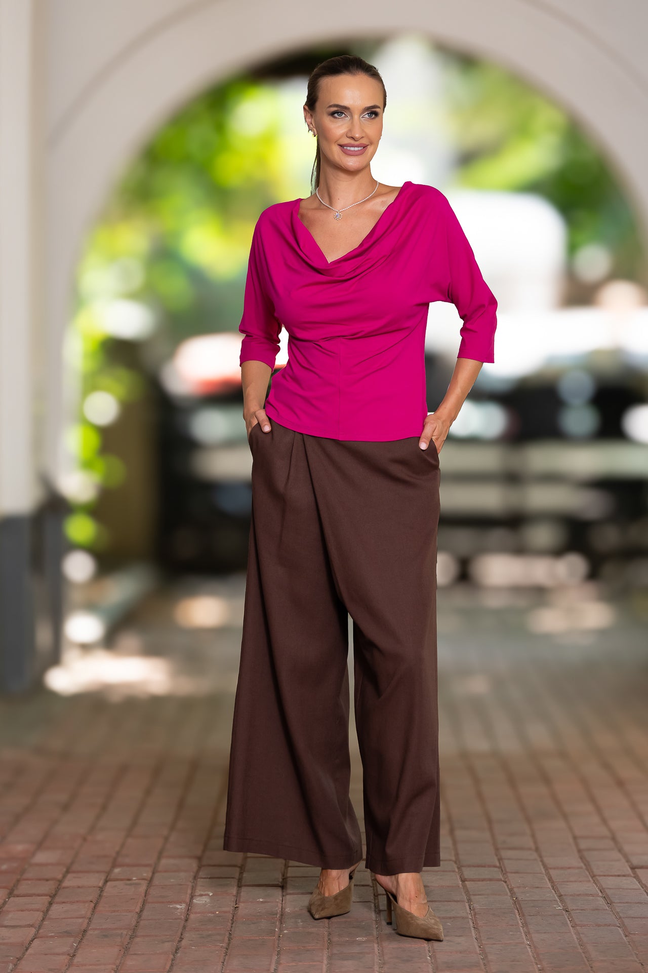 Bluza roz fucsia din jerseu Femina