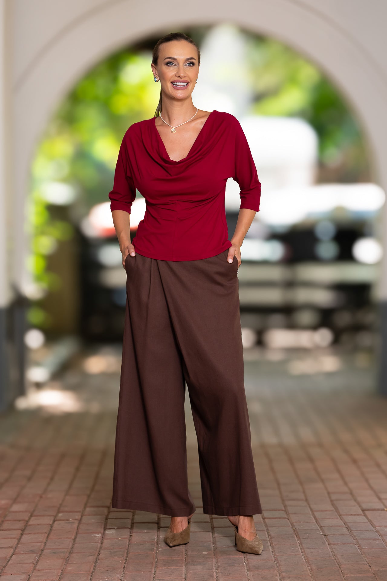 Bluza vișinie din jerseu Femina
