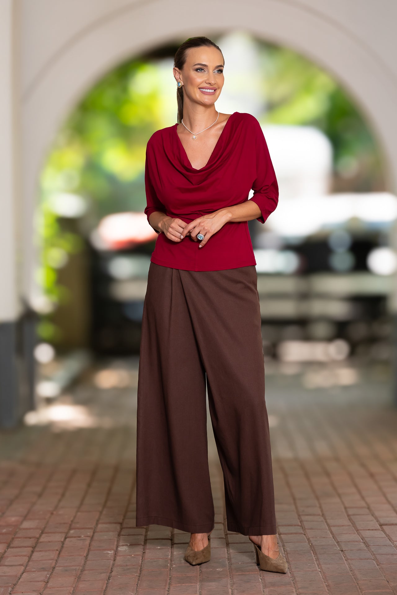 Bluza vișinie din jerseu Femina