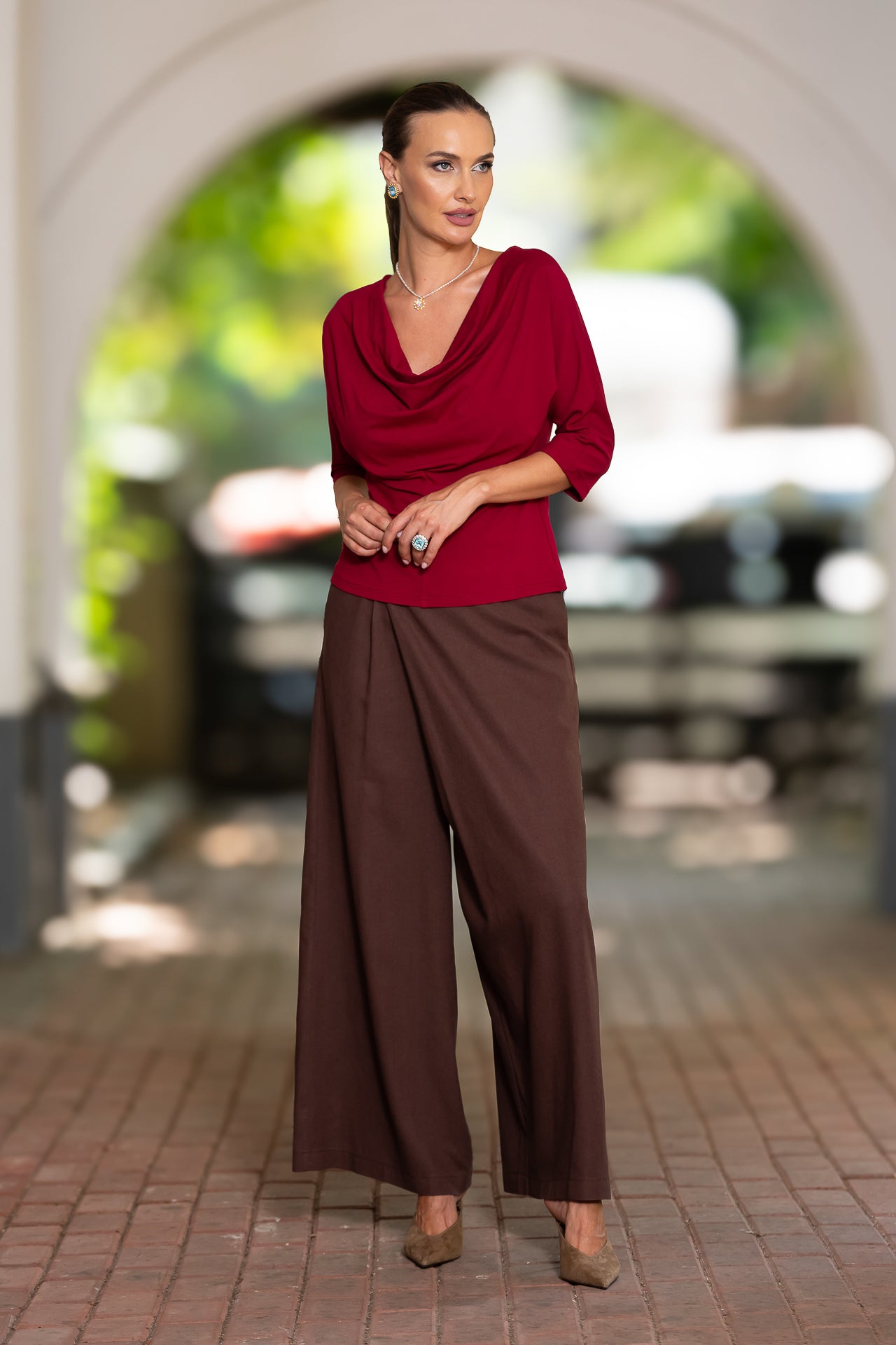 Bluza vișinie din jerseu Femina