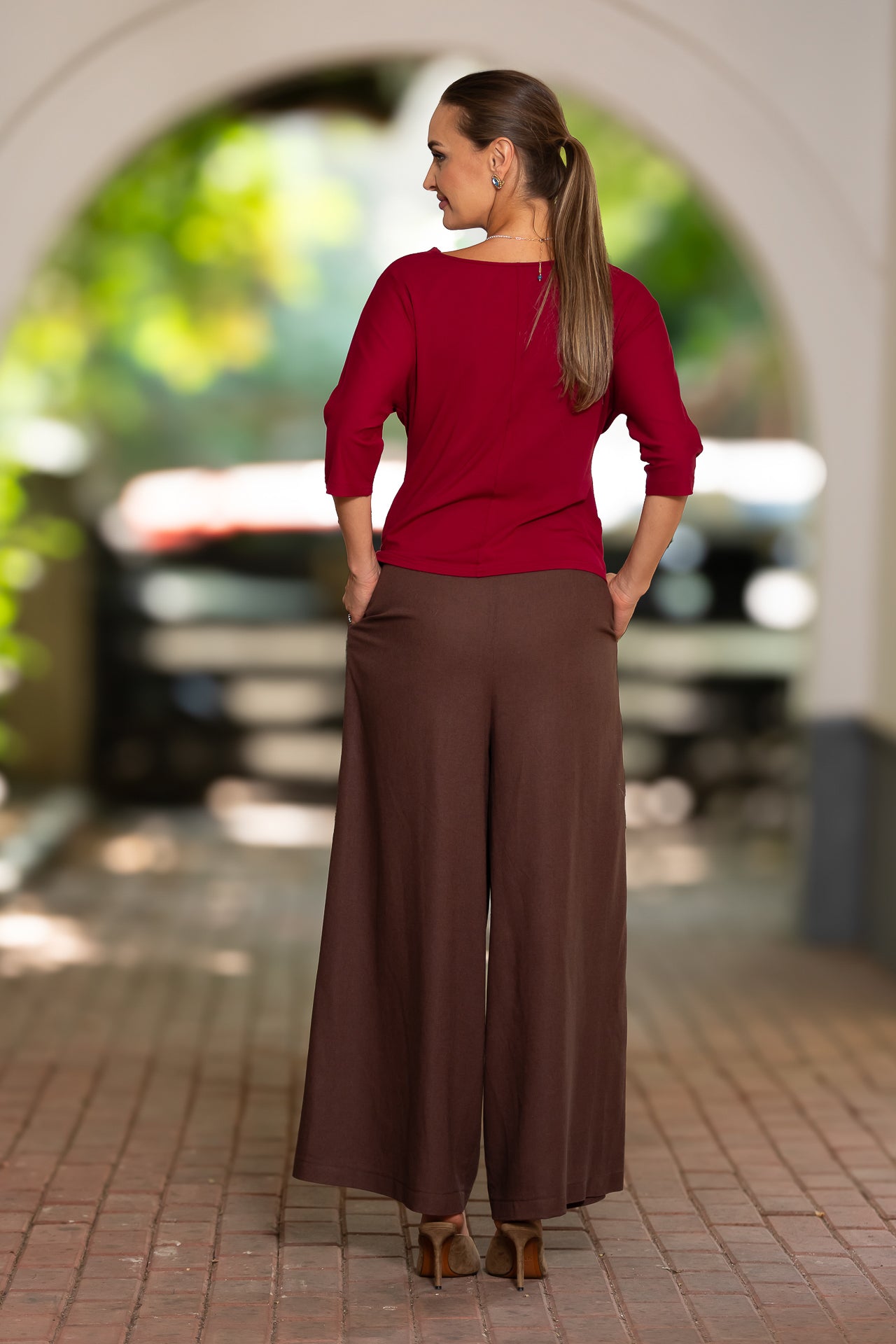Bluza vișinie din jerseu Femina