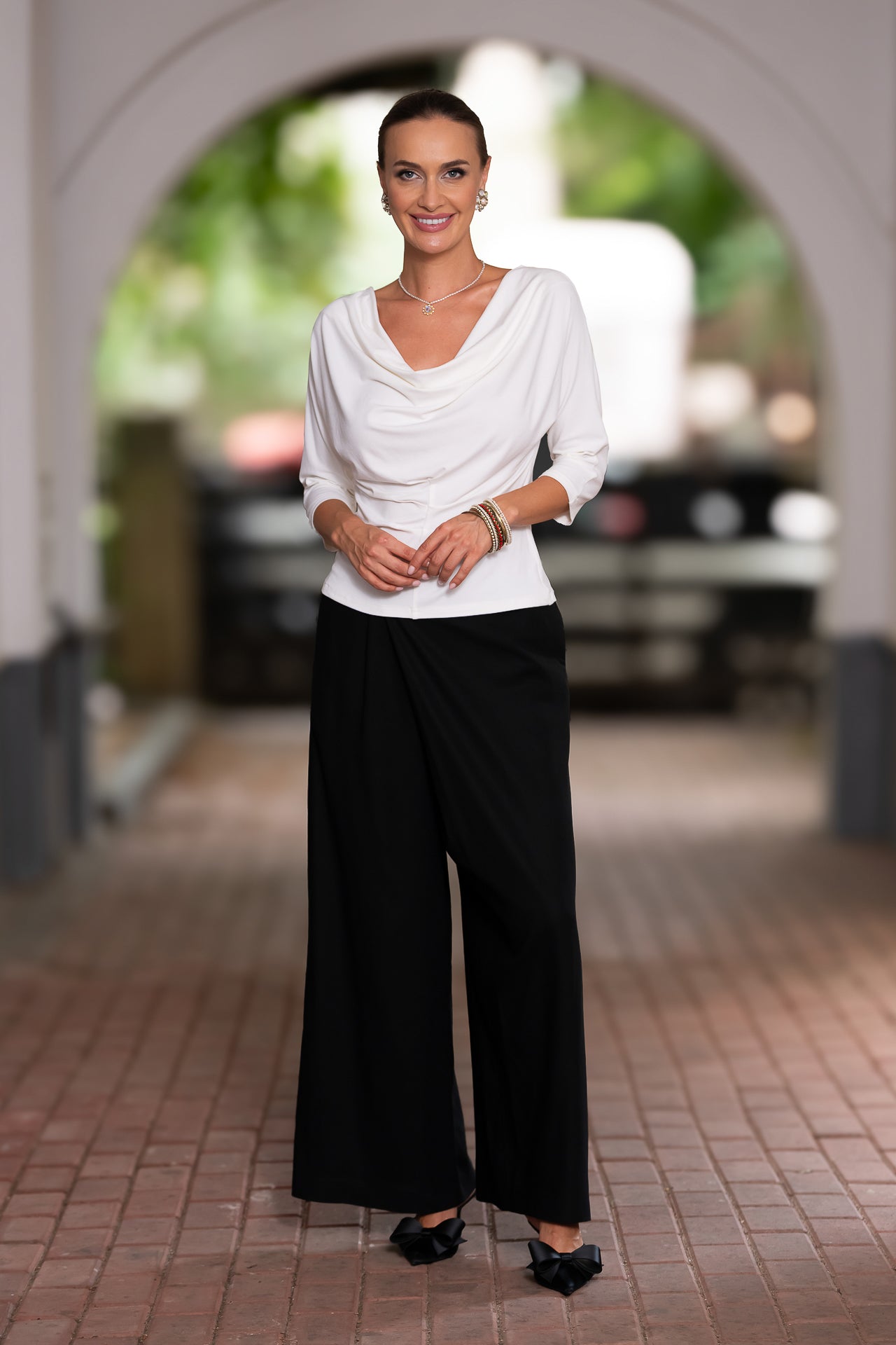 Bluza albă din jerseu Femina