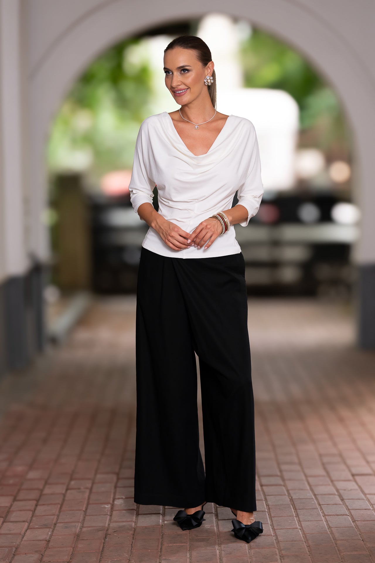 Bluza albă din jerseu Femina
