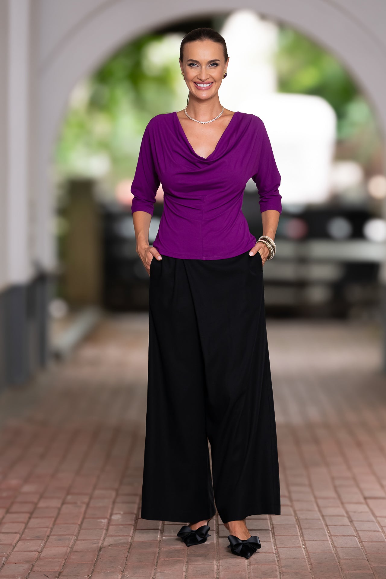 Bluza mov royal din jerseu Femina