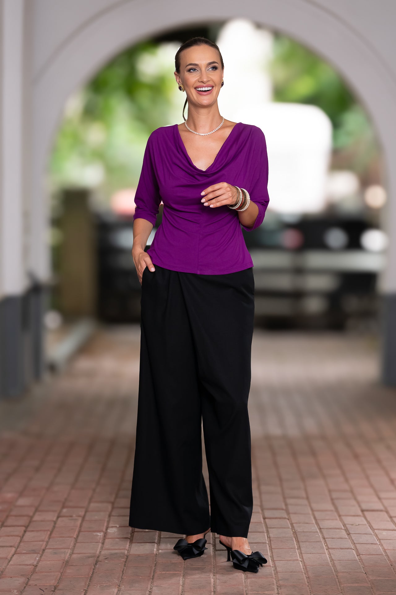 Bluza mov royal din jerseu Femina