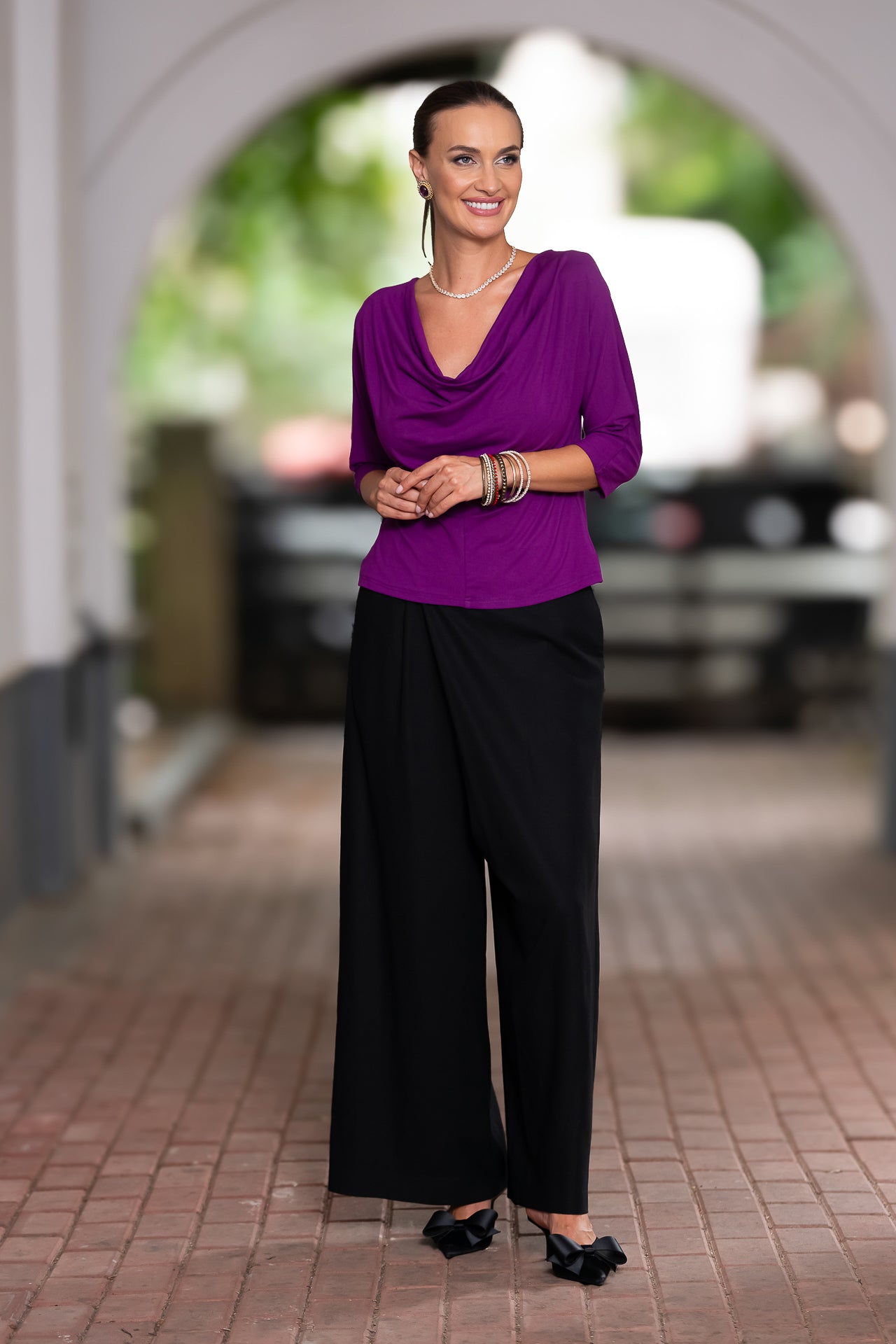 Bluza mov royal din jerseu Femina