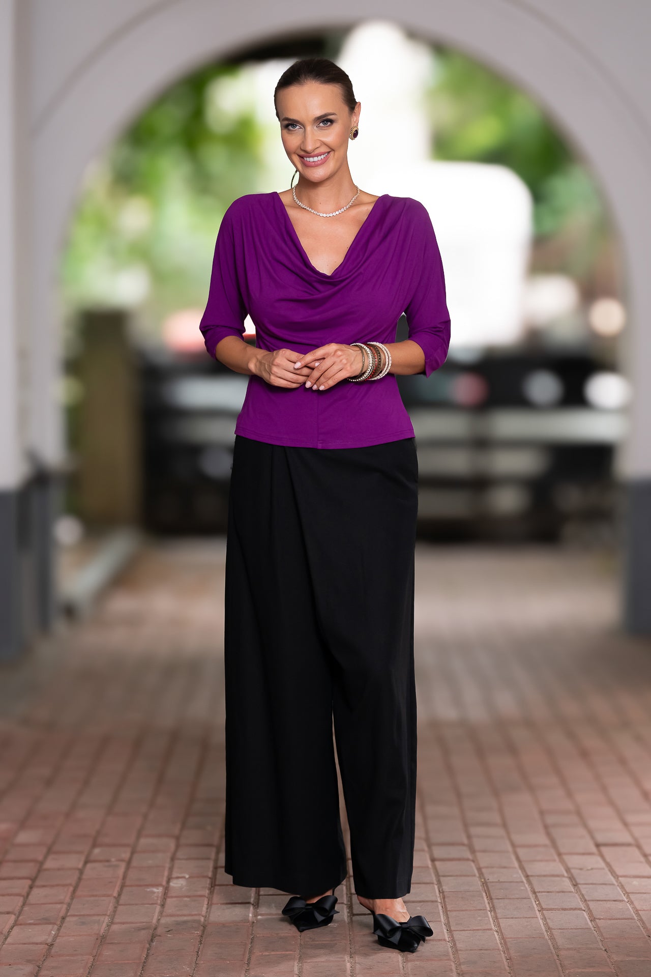 Bluza mov royal din jerseu Femina