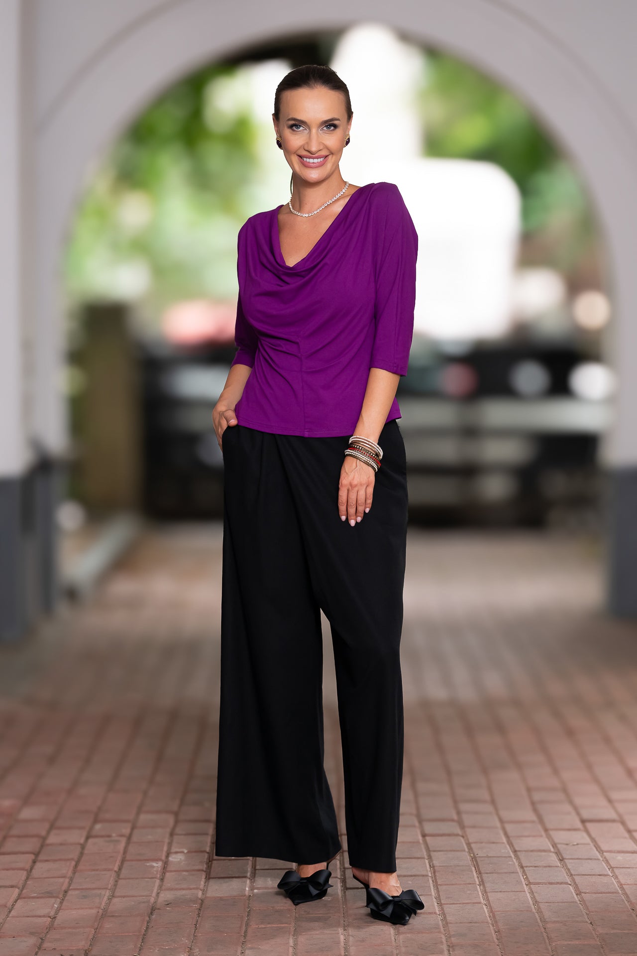 Bluza mov royal din jerseu Femina
