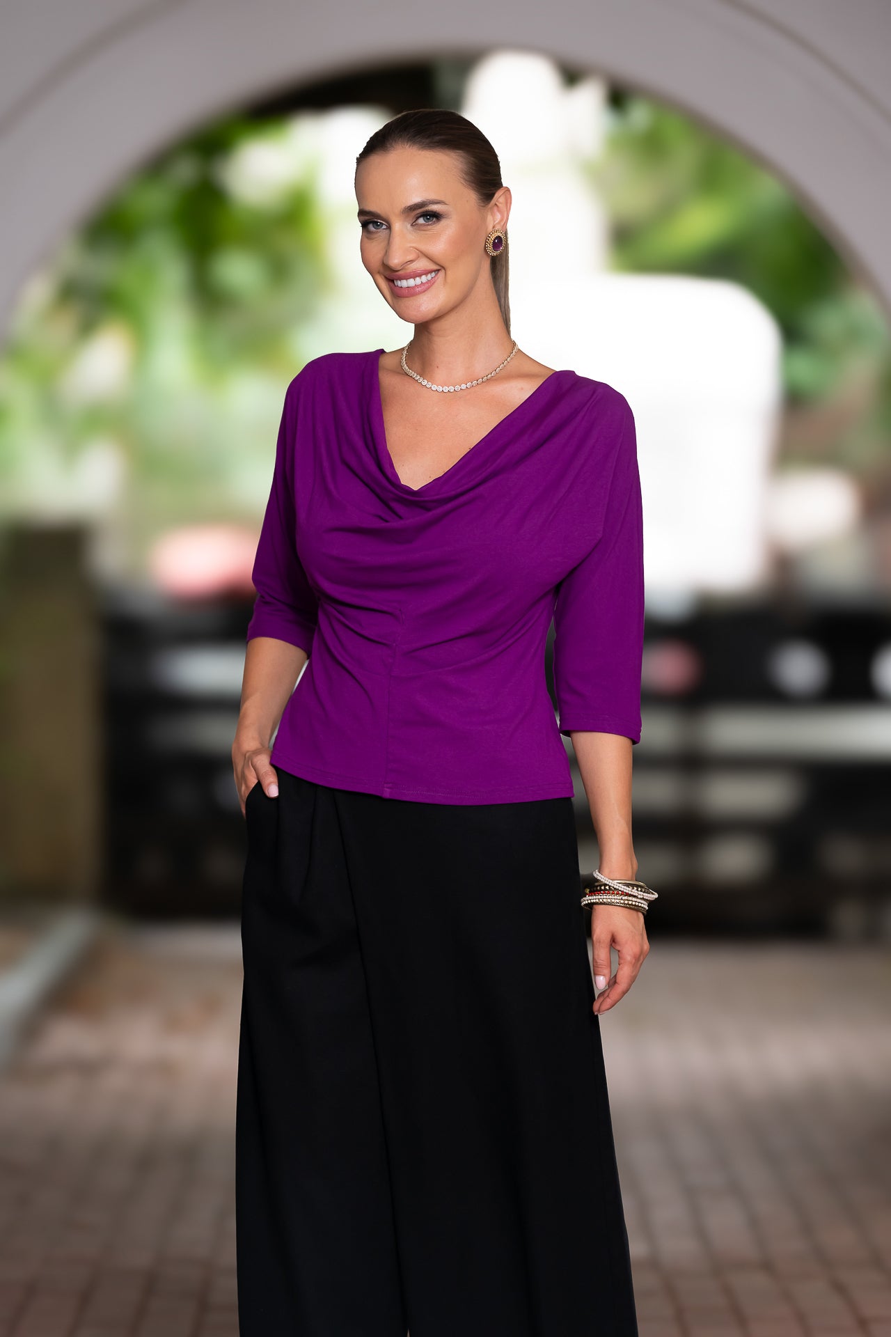 Bluza mov royal din jerseu Femina