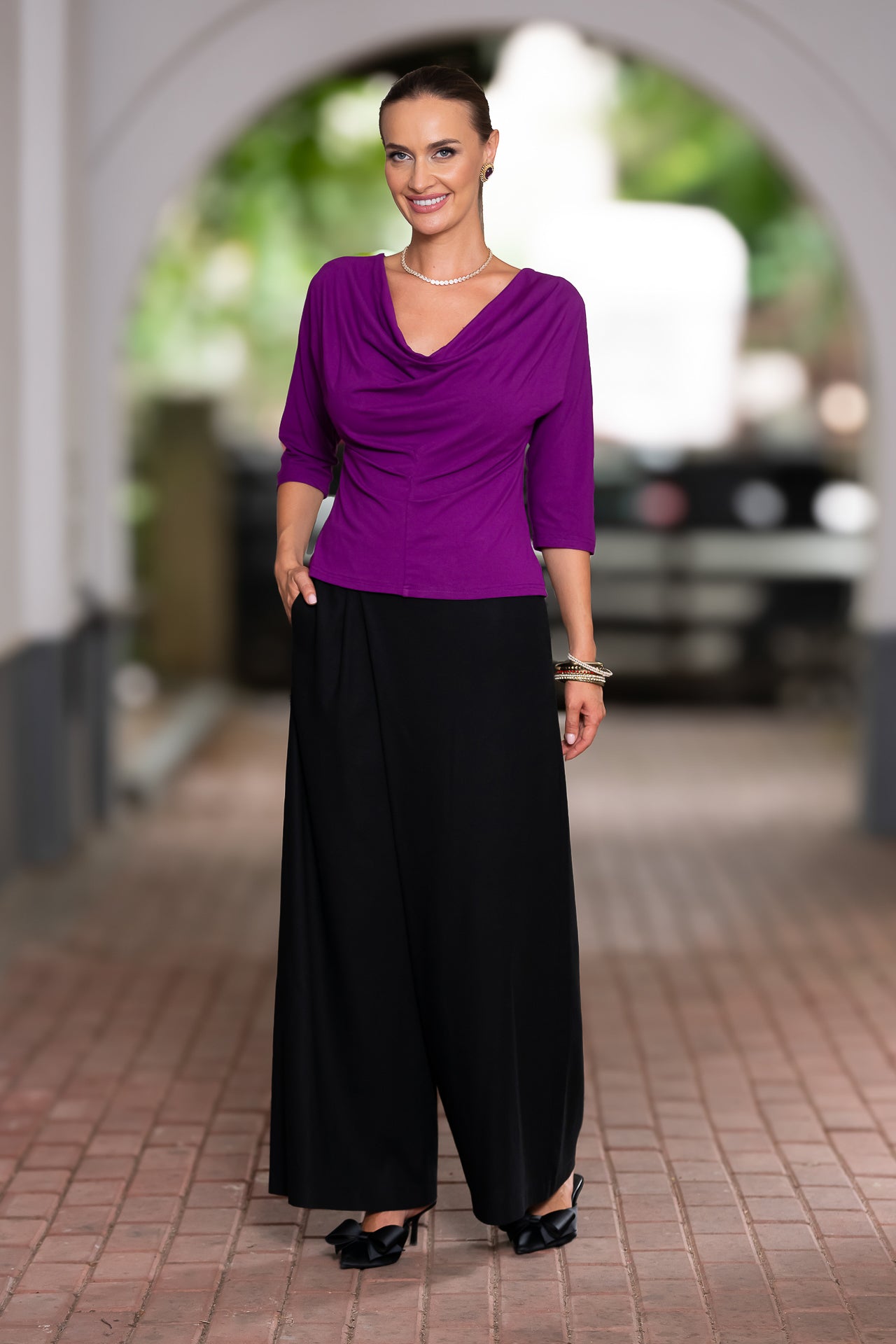 Bluza mov royal din jerseu Femina