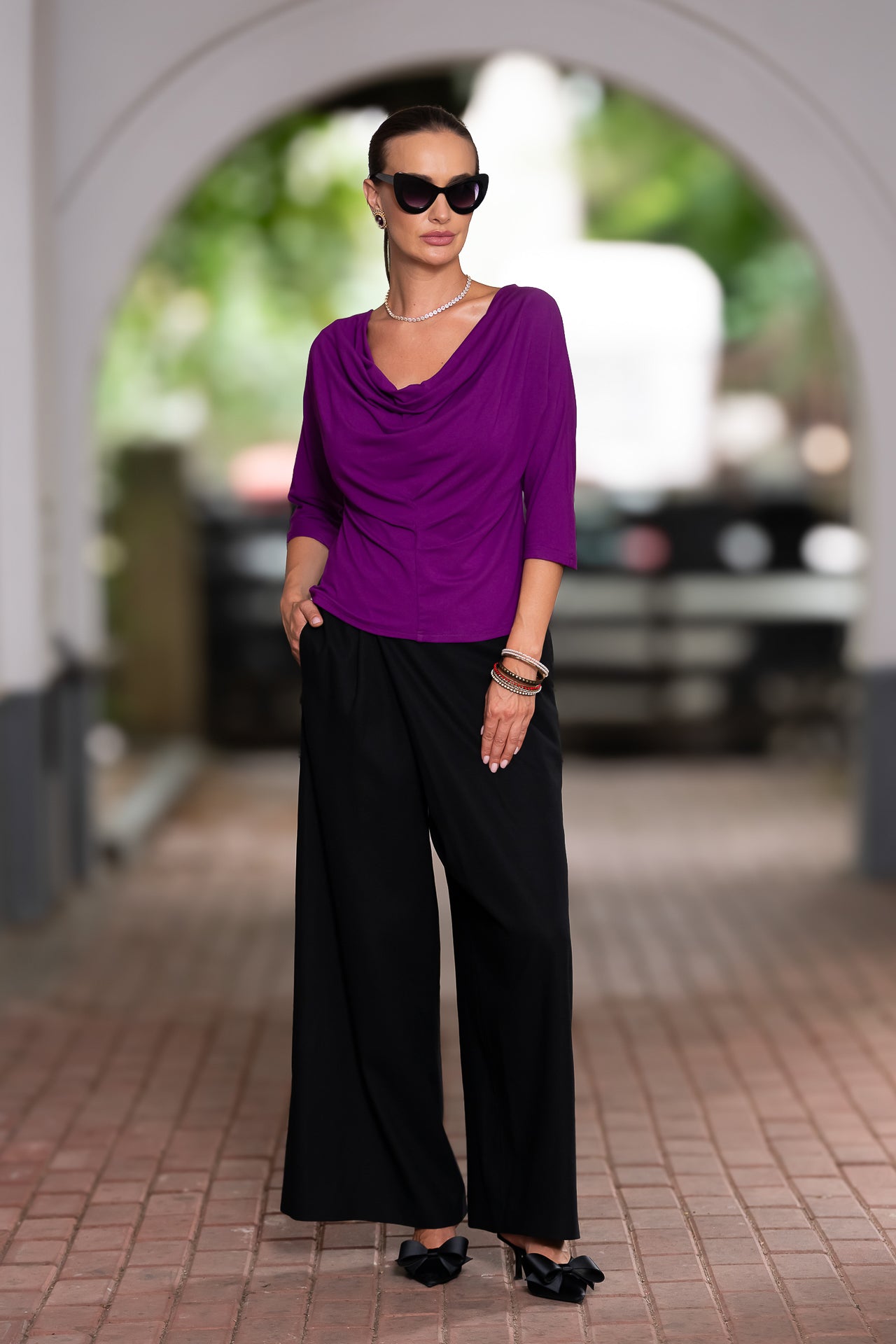 Bluza mov royal din jerseu Femina