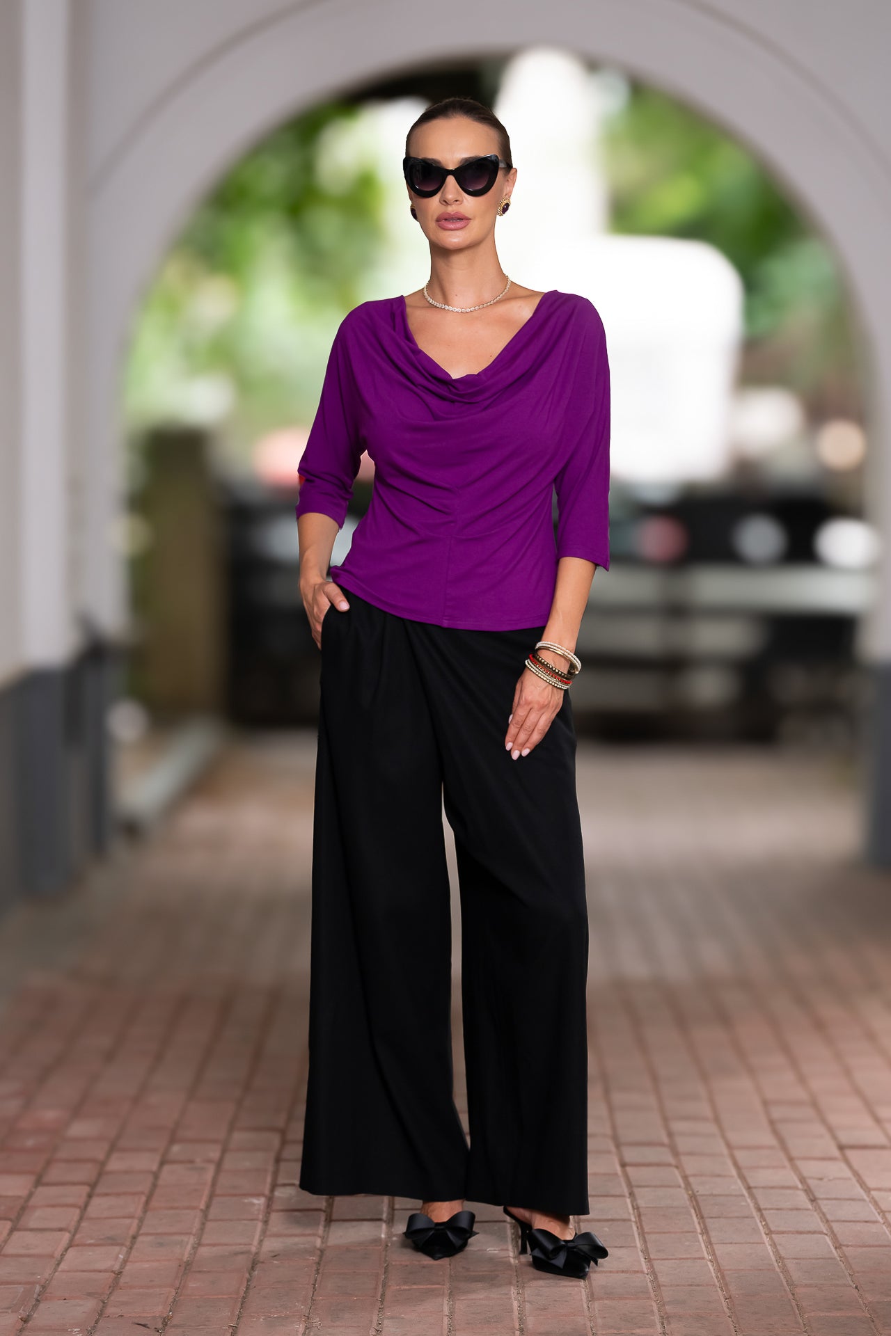 Bluza mov royal din jerseu Femina