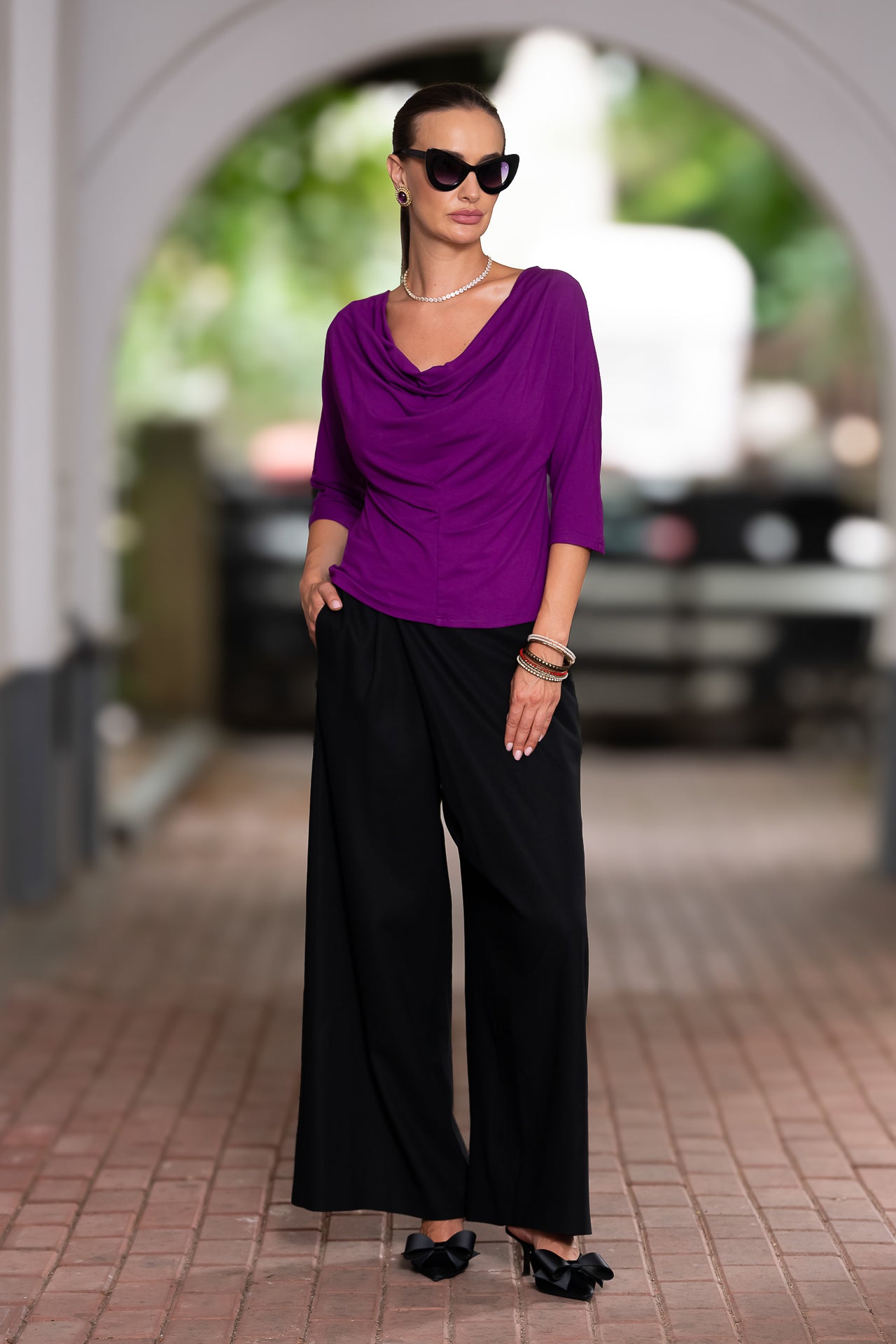 Bluza mov royal din jerseu Femina