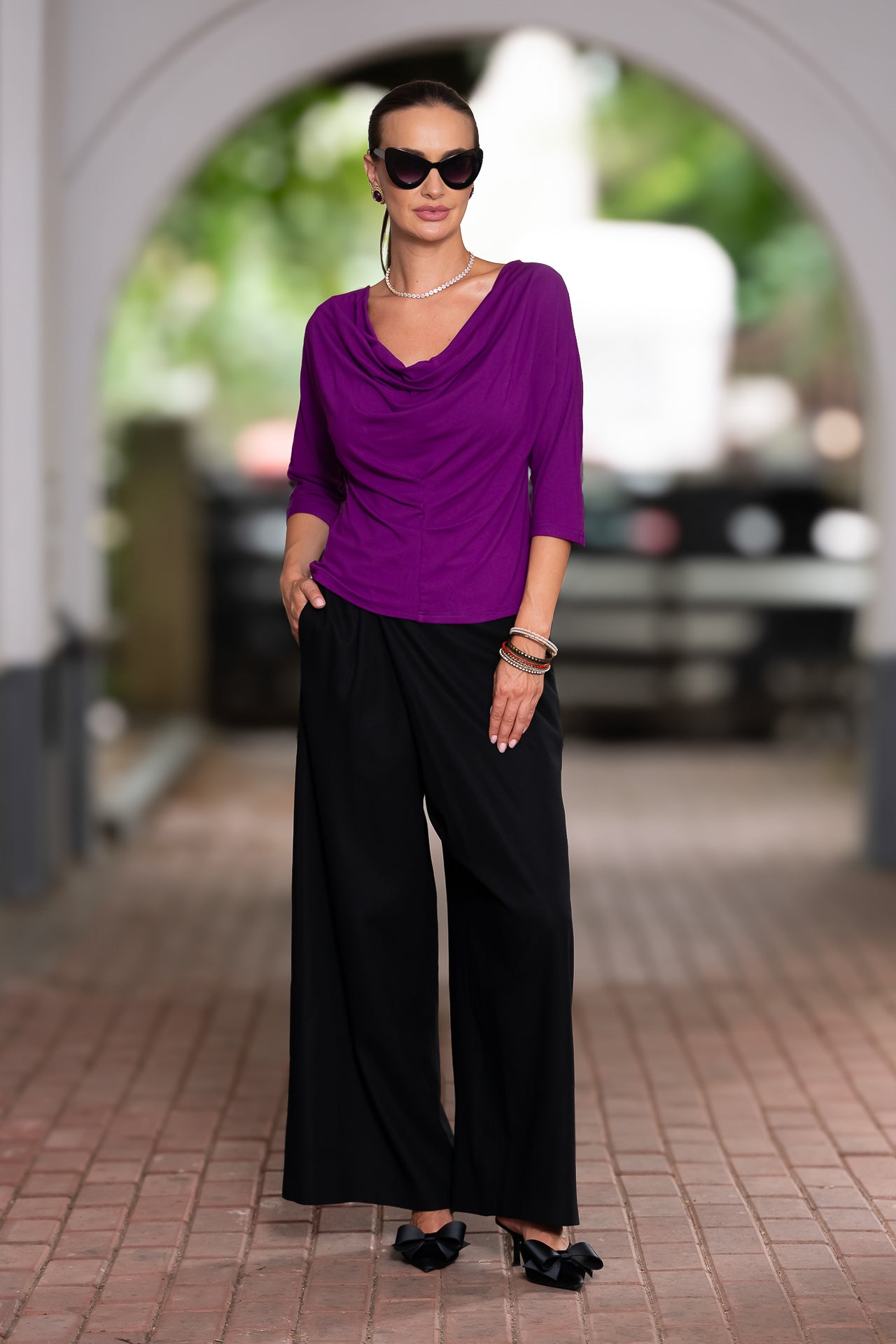 Bluza mov royal din jerseu Femina