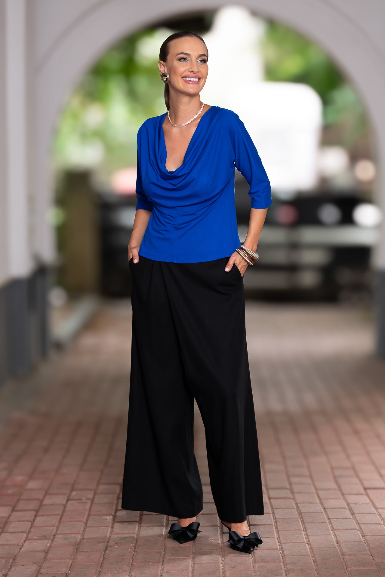 Bluza albastru royal din jerseu Femina