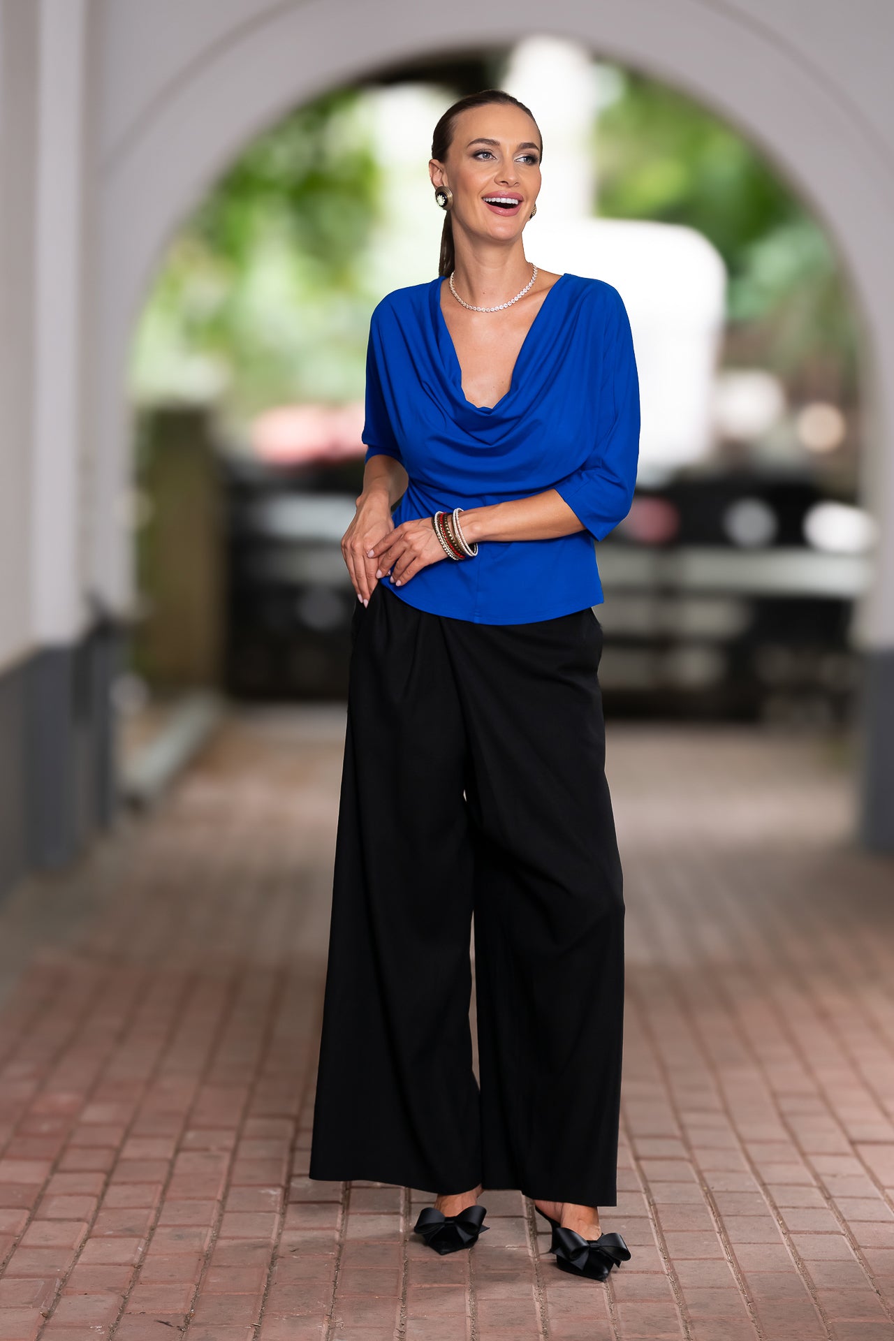 Bluza albastru royal din jerseu Femina