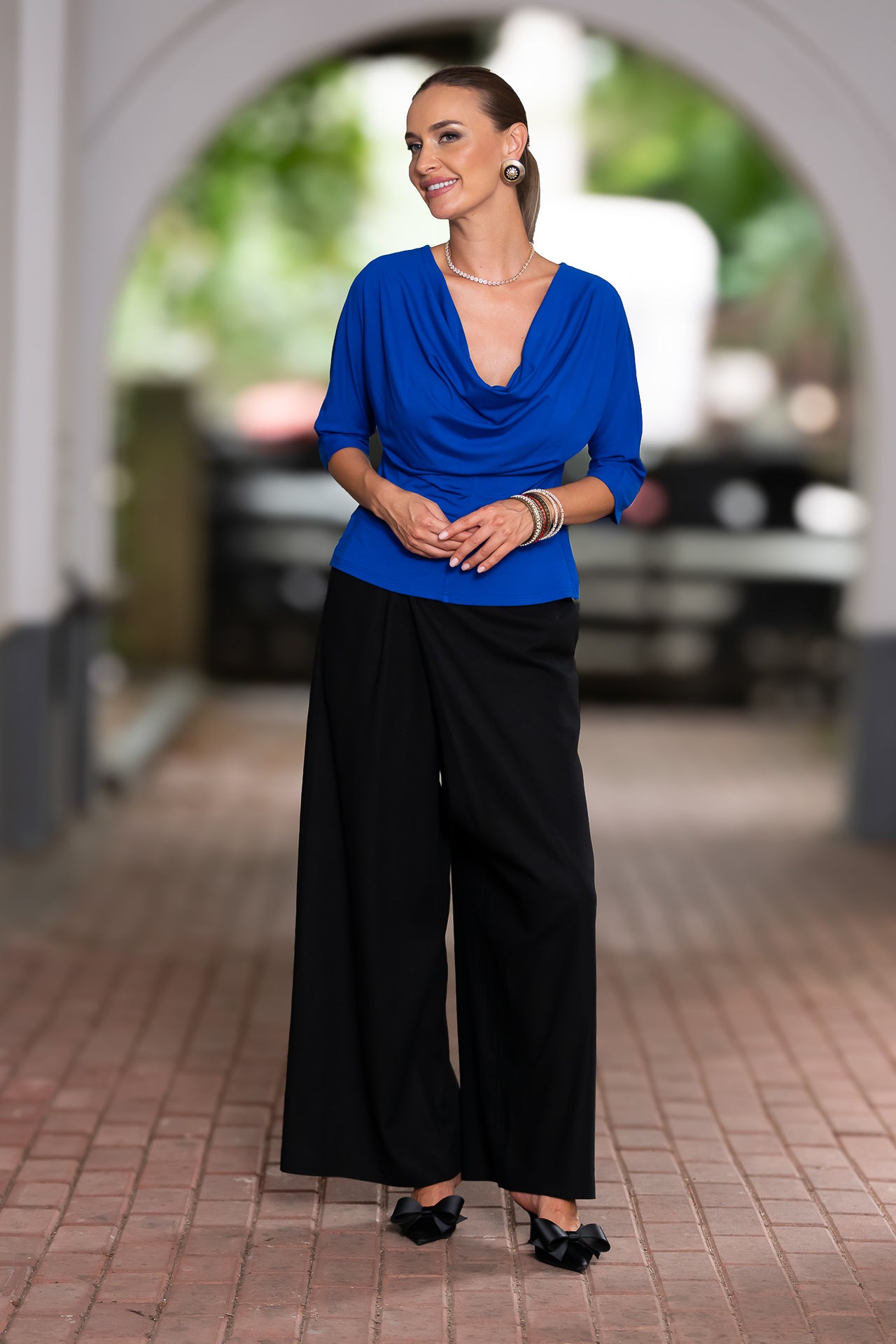 Bluza albastru royal din jerseu Femina