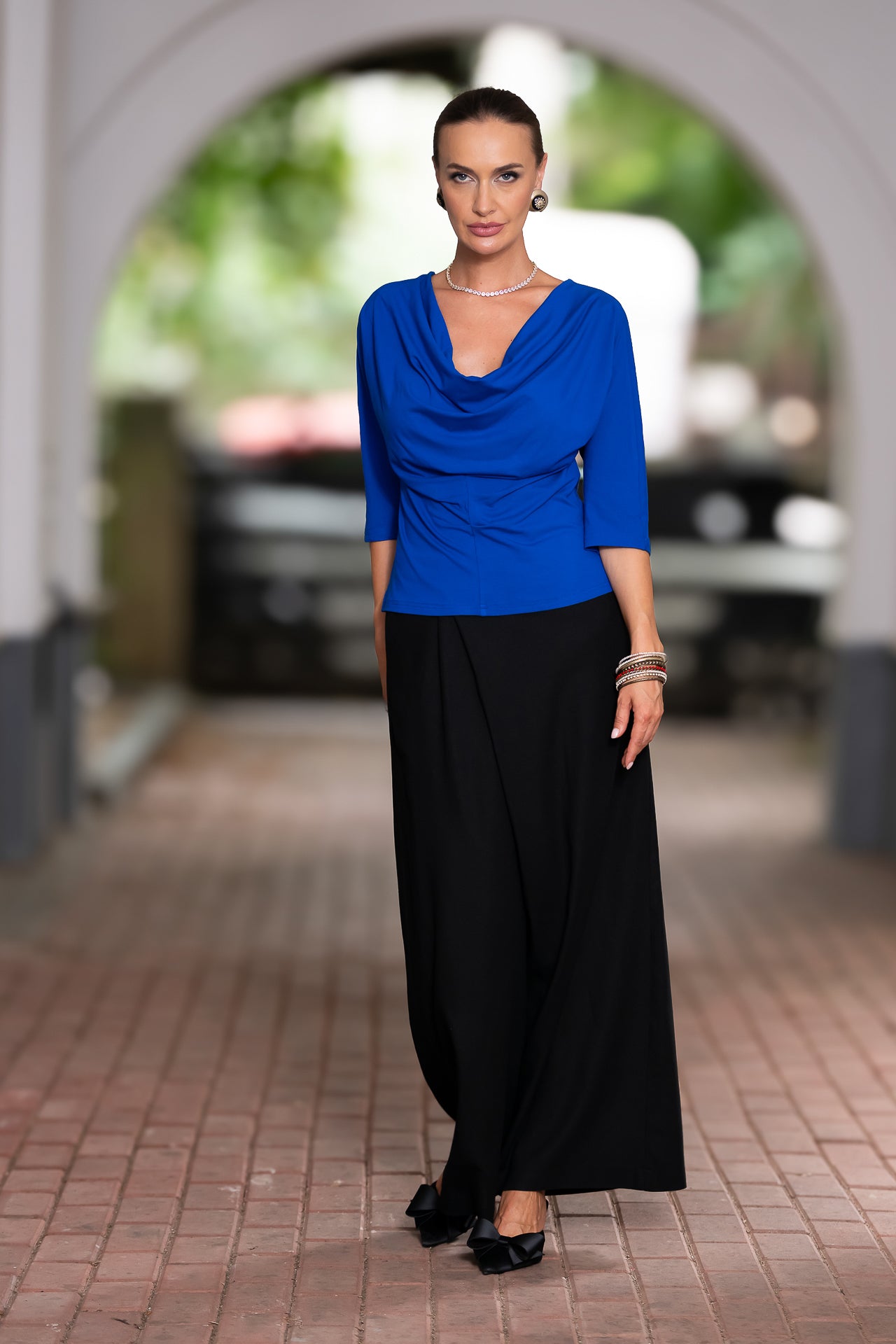 Bluza albastru royal din jerseu Femina