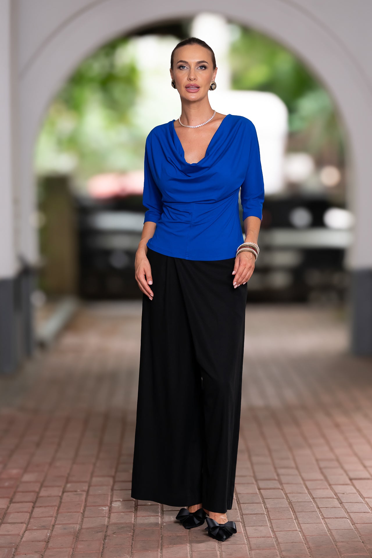 Bluza albastru royal din jerseu Femina