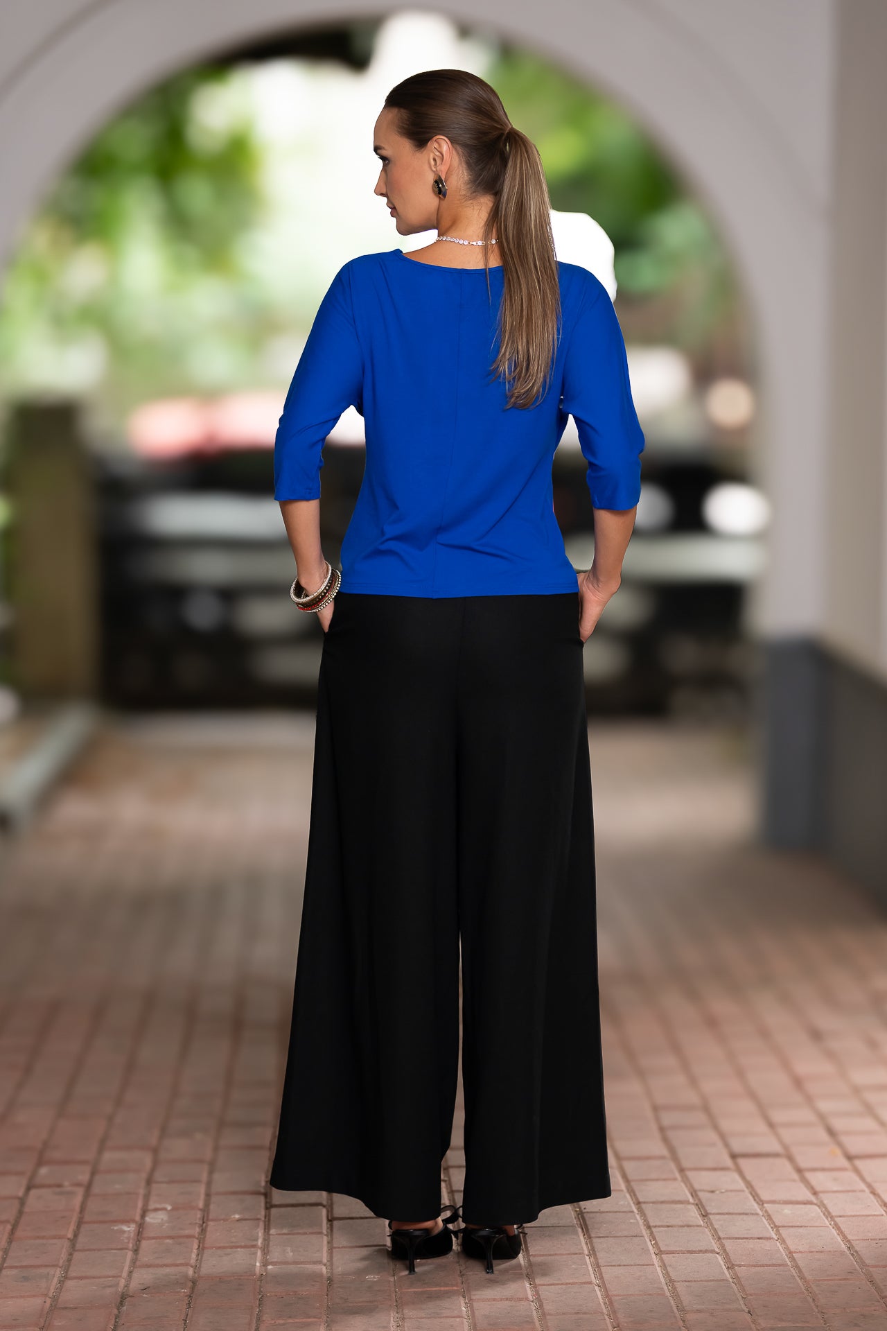 Bluza albastru royal din jerseu Femina