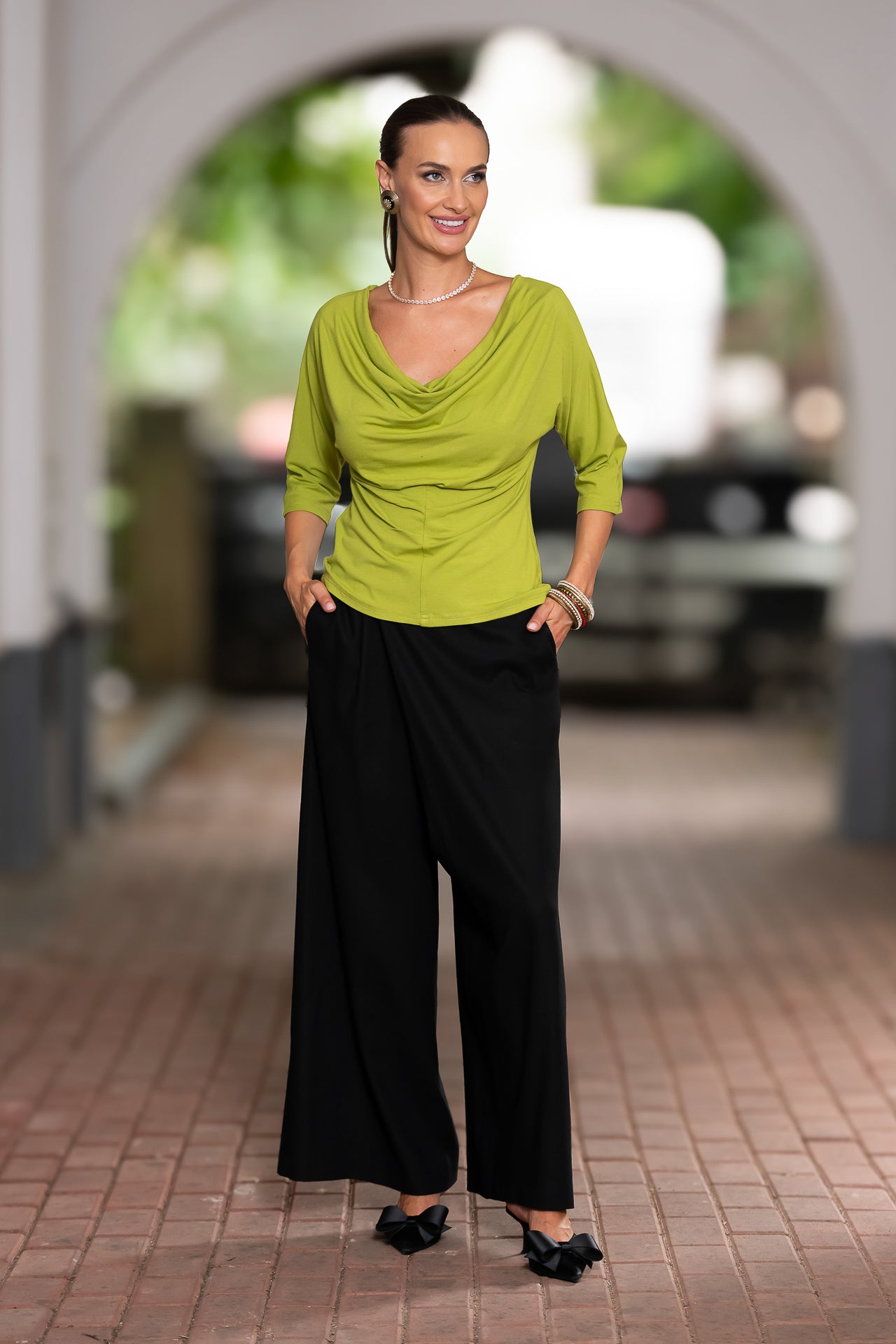 Bluza verde lime din jerseu Femina