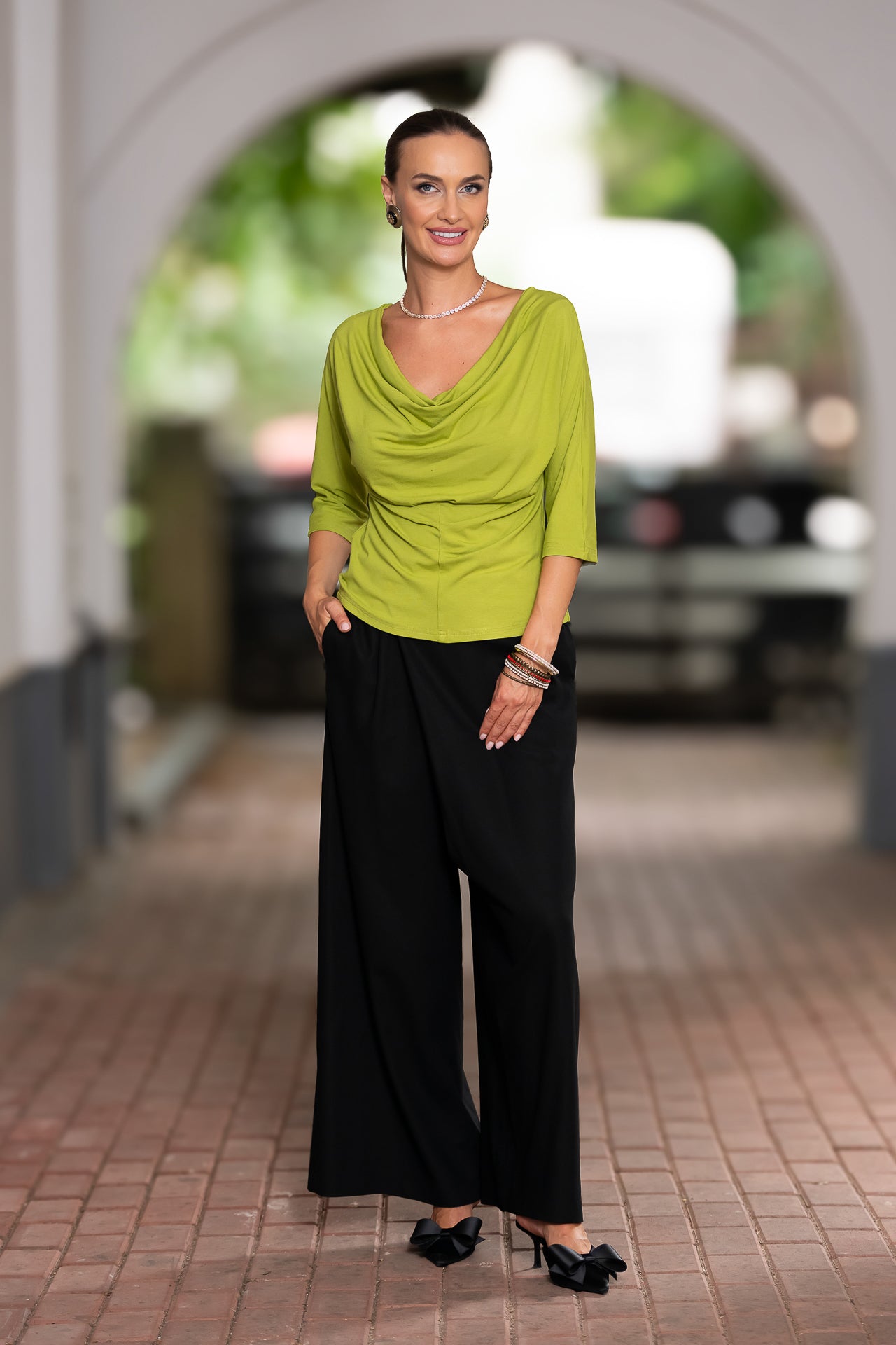 Bluza verde lime din jerseu Femina