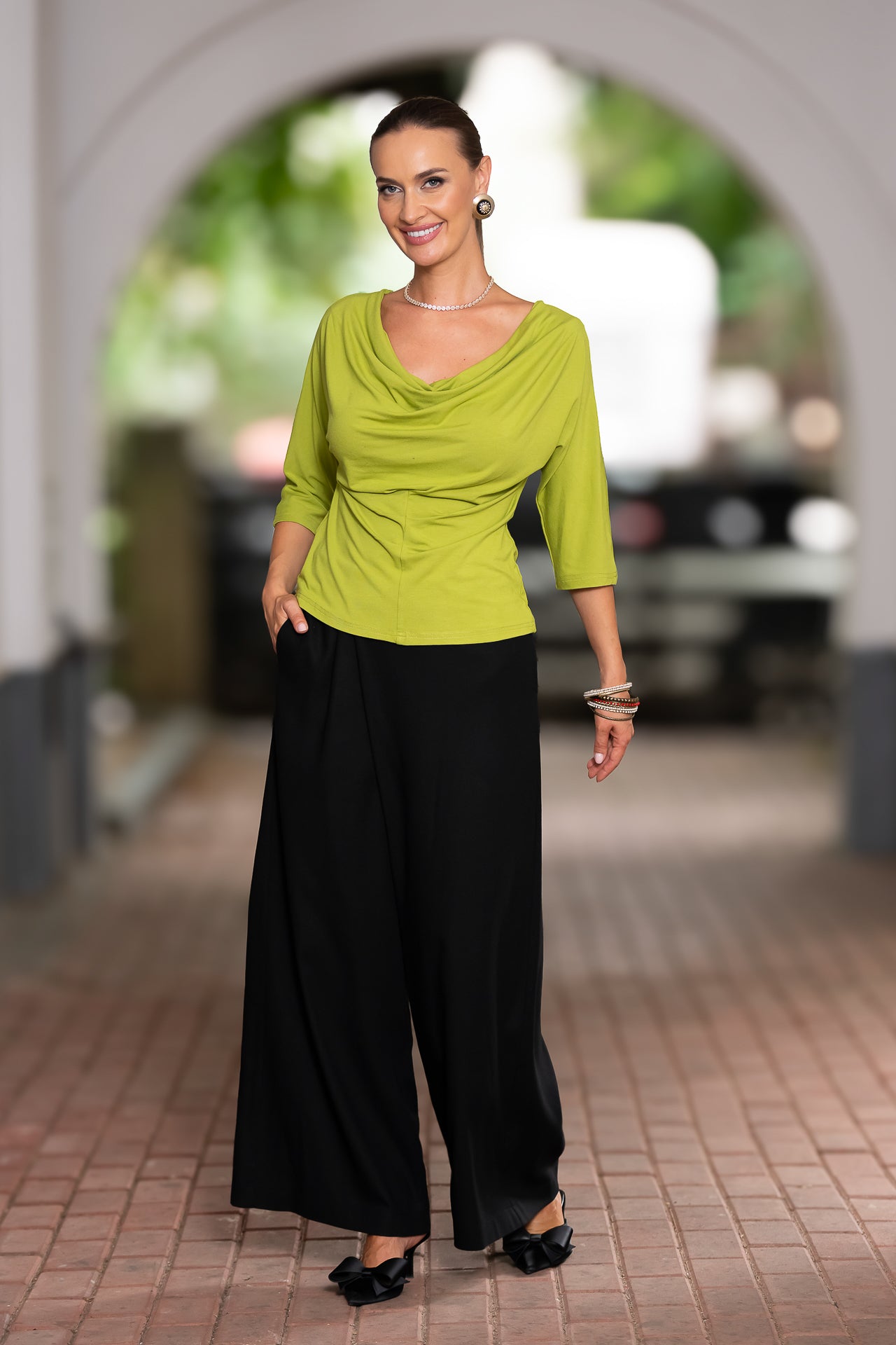 Bluza verde lime din jerseu Femina