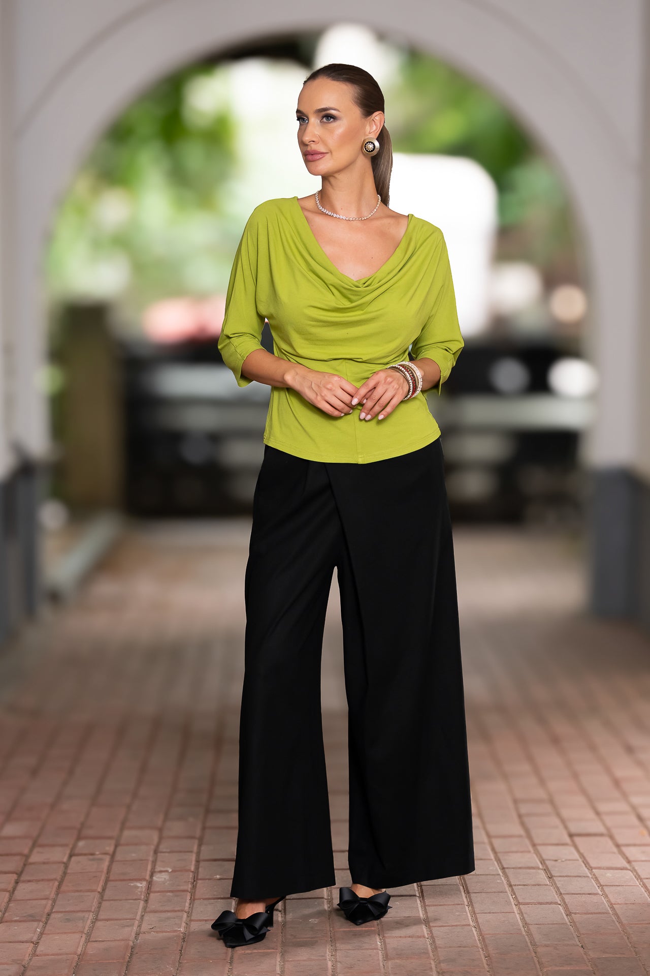 Bluza verde lime din jerseu Femina