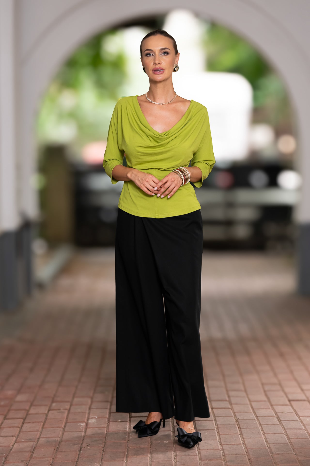 Bluza verde lime din jerseu Femina