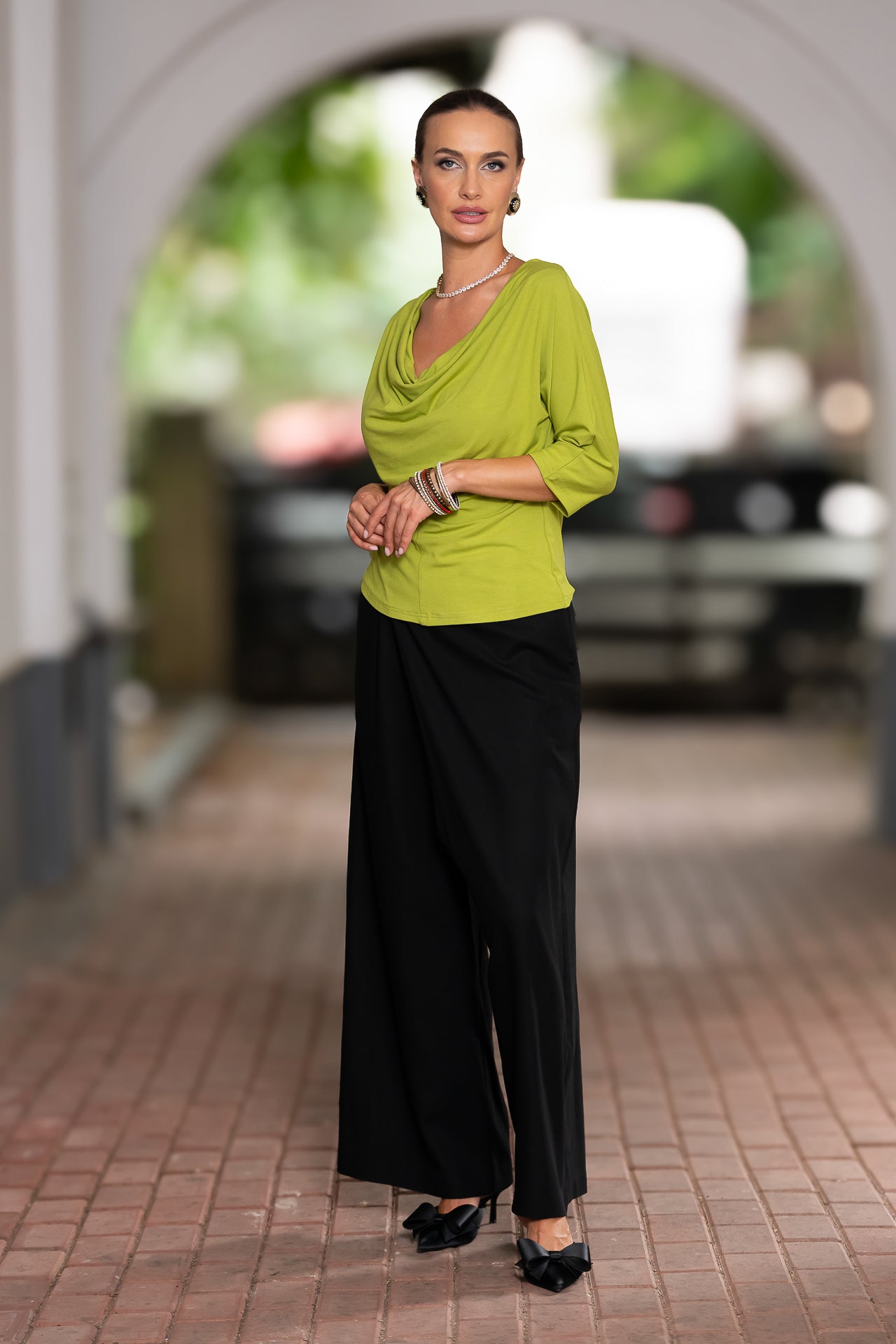 Bluza verde lime din jerseu Femina