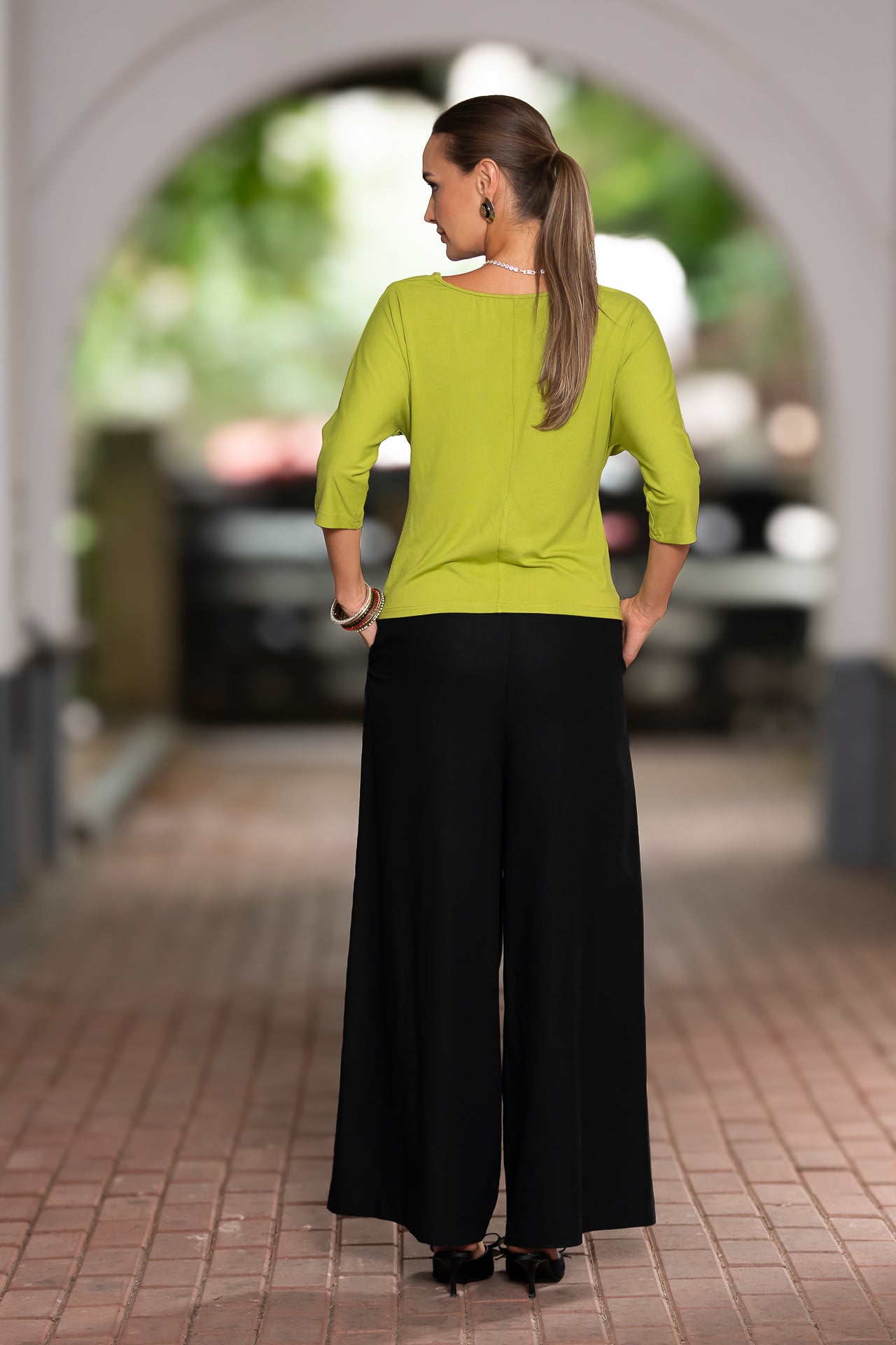 Bluza verde lime din jerseu Femina