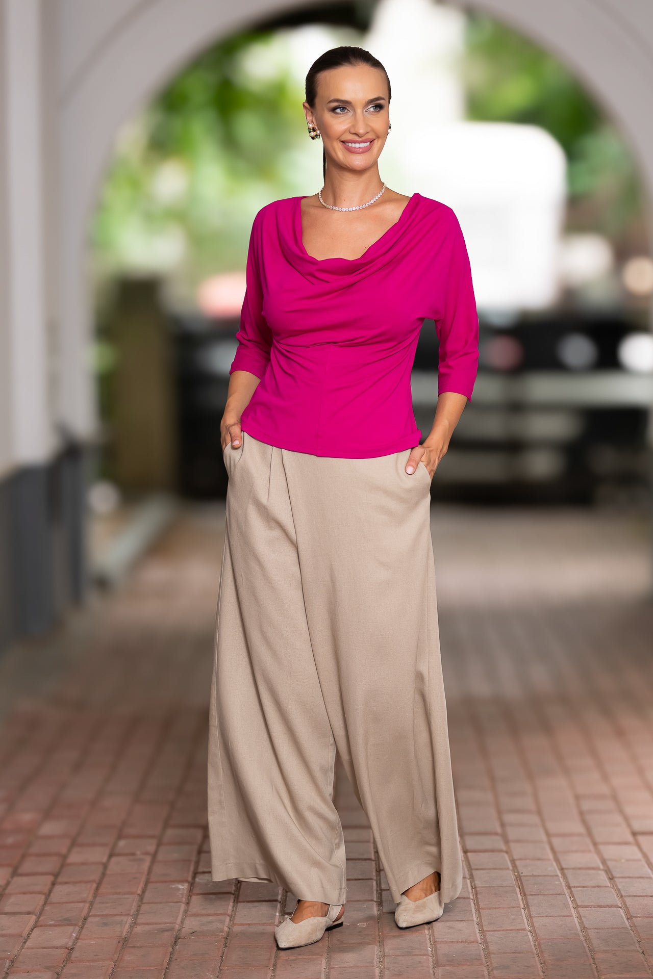 Bluza roz fucsia din jerseu Femina