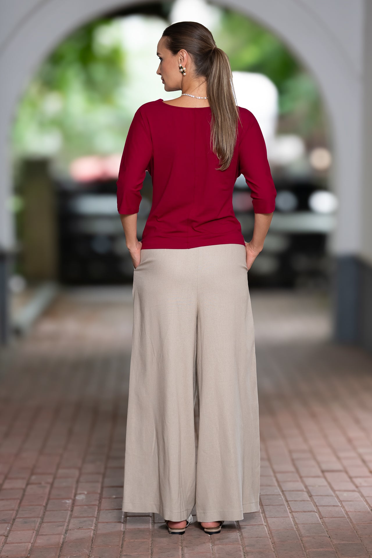 Bluza vișinie din jerseu Femina