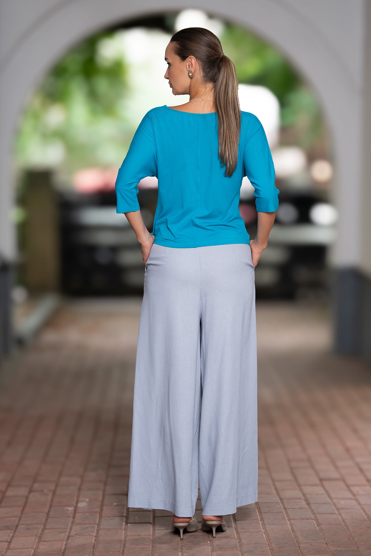 Bluza turcoaz din jerseu Femina