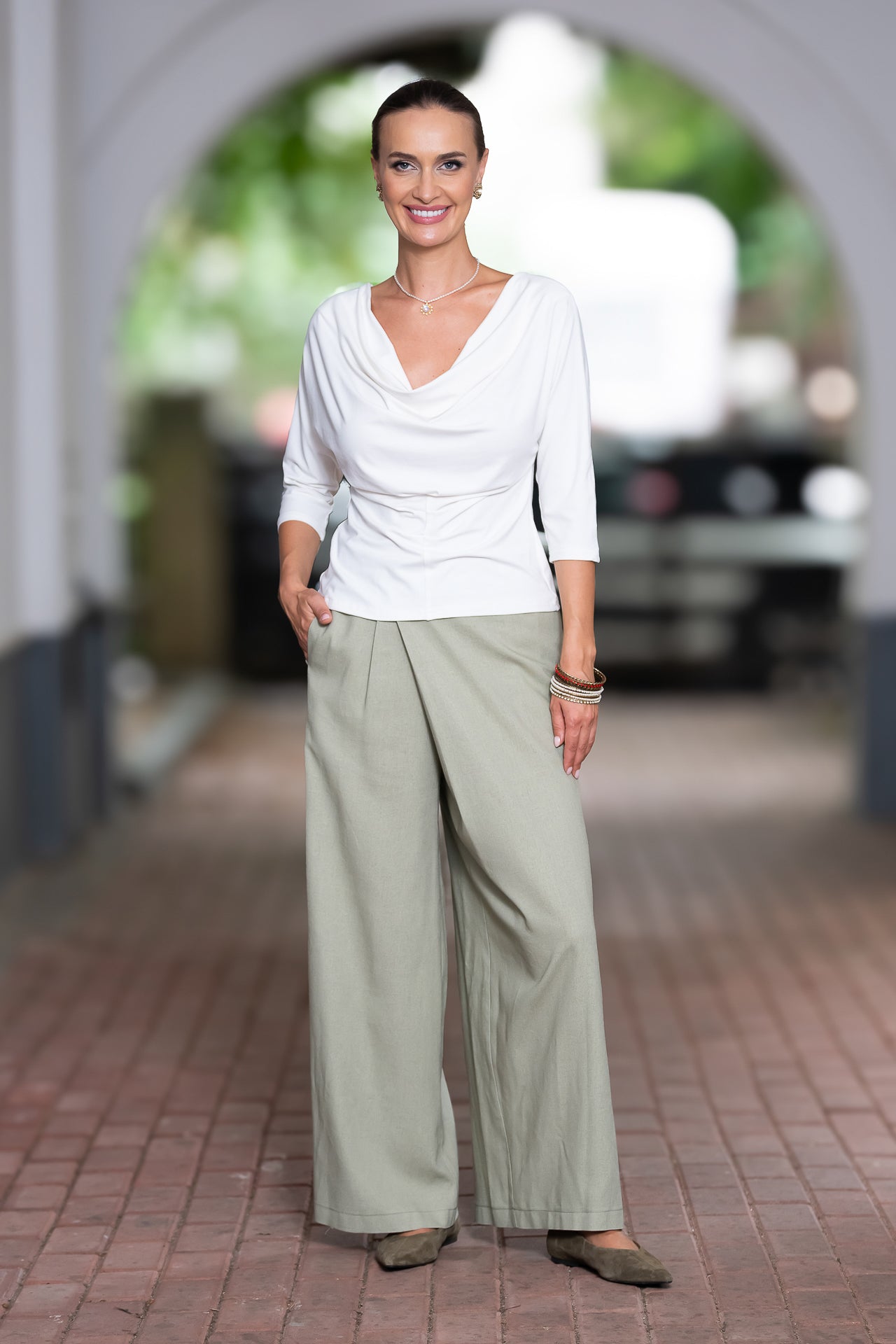 Bluza albă din jerseu Femina