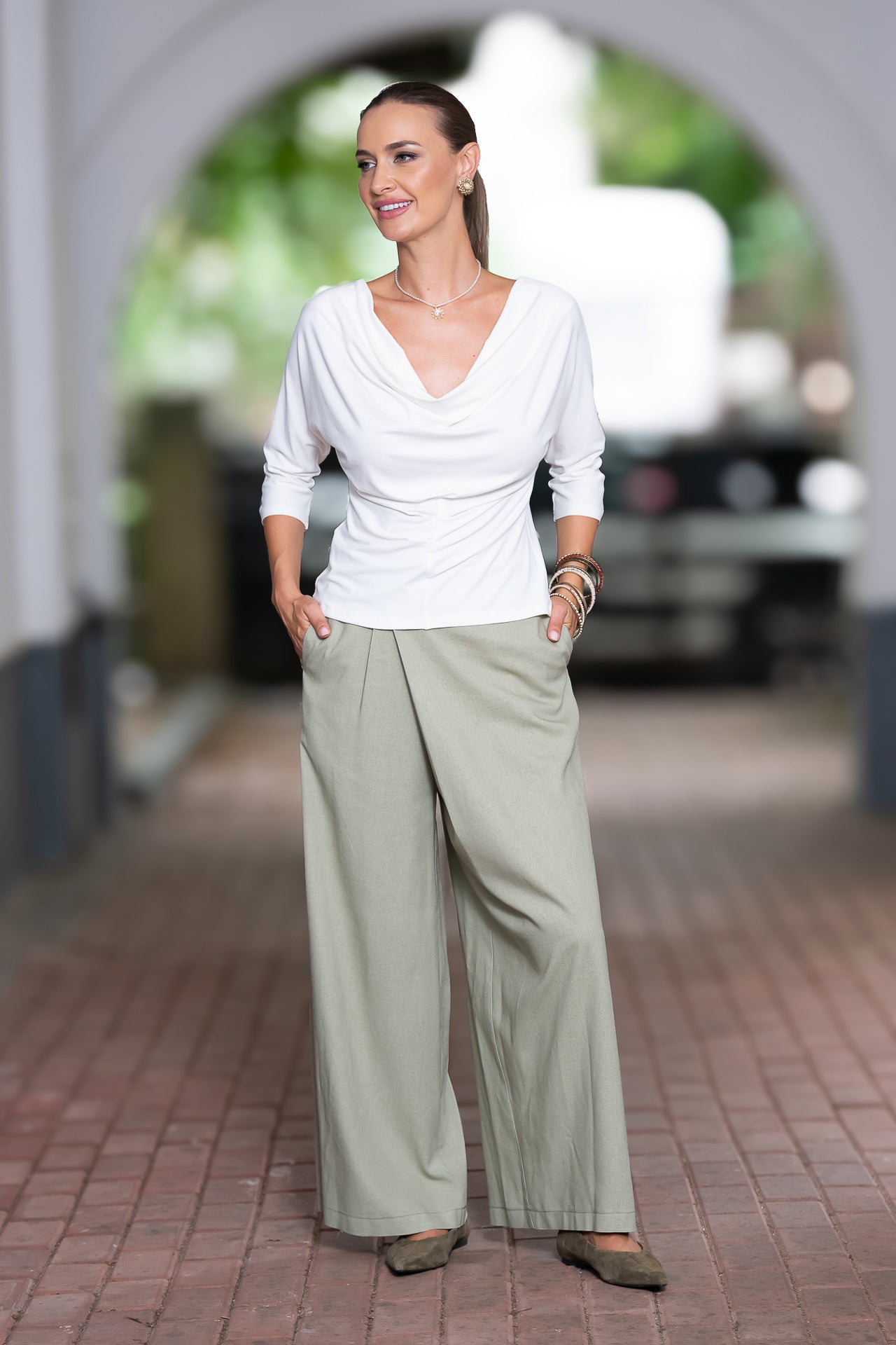 Bluza albă din jerseu Femina