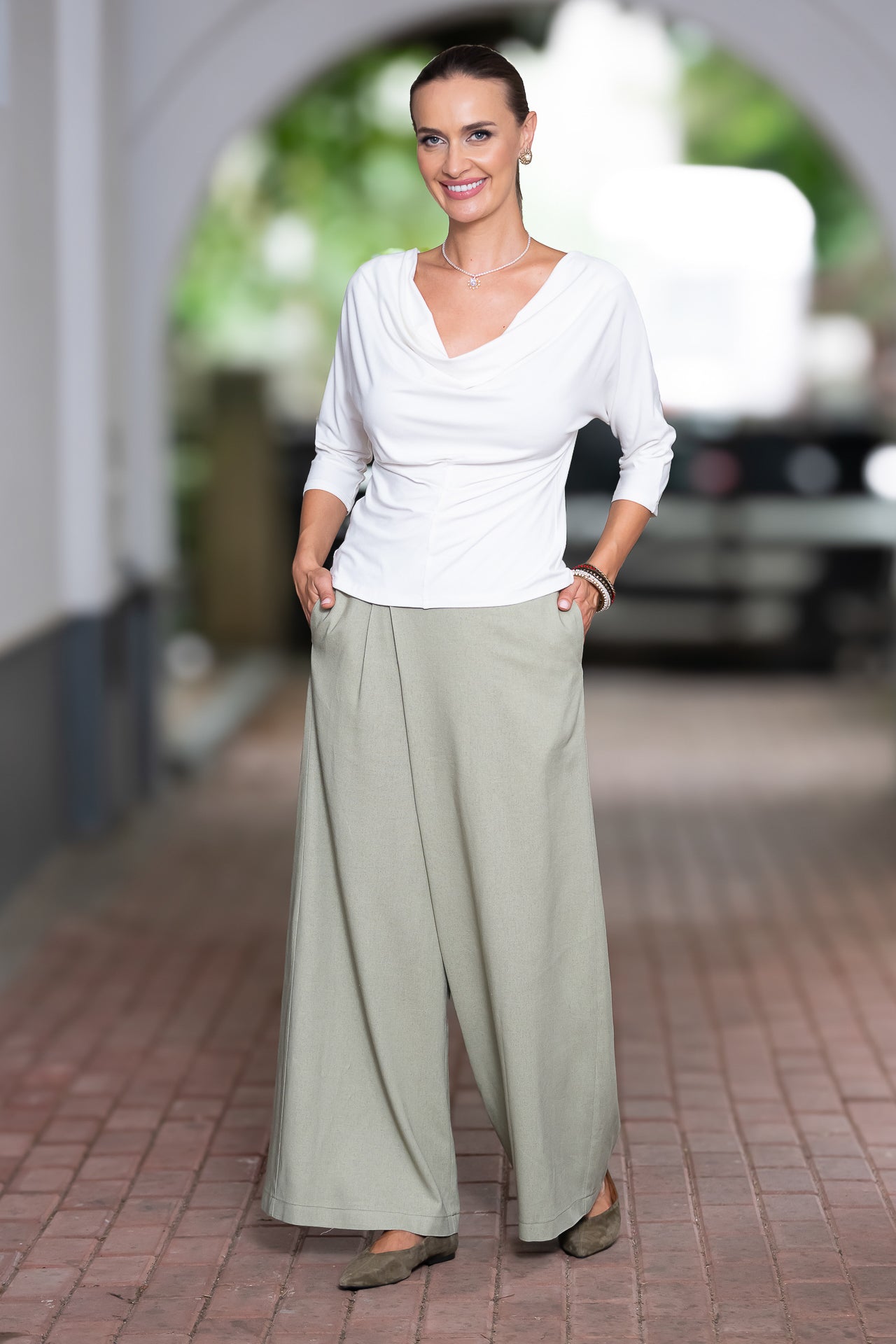 Bluza albă din jerseu Femina