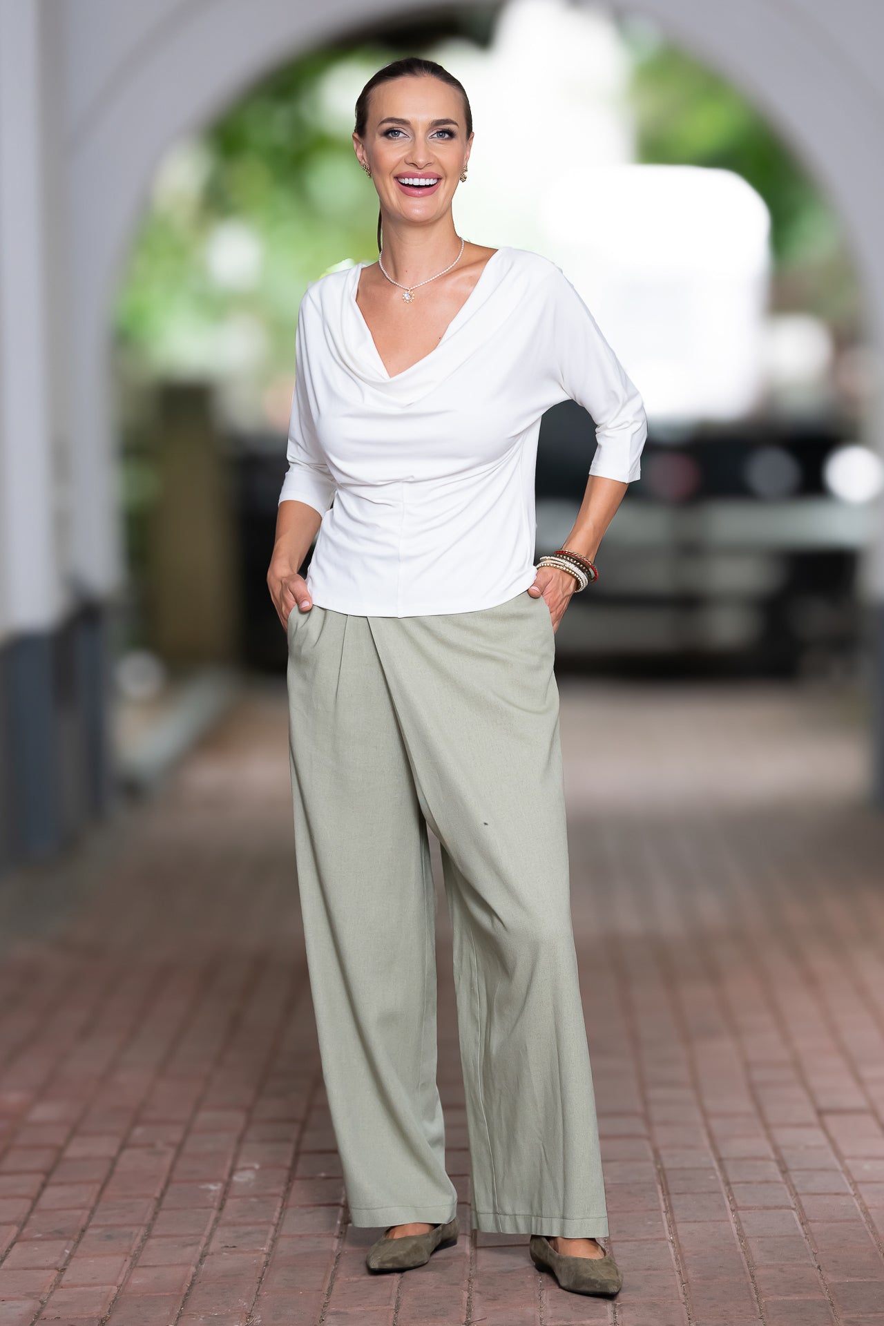 Bluza albă din jerseu Femina