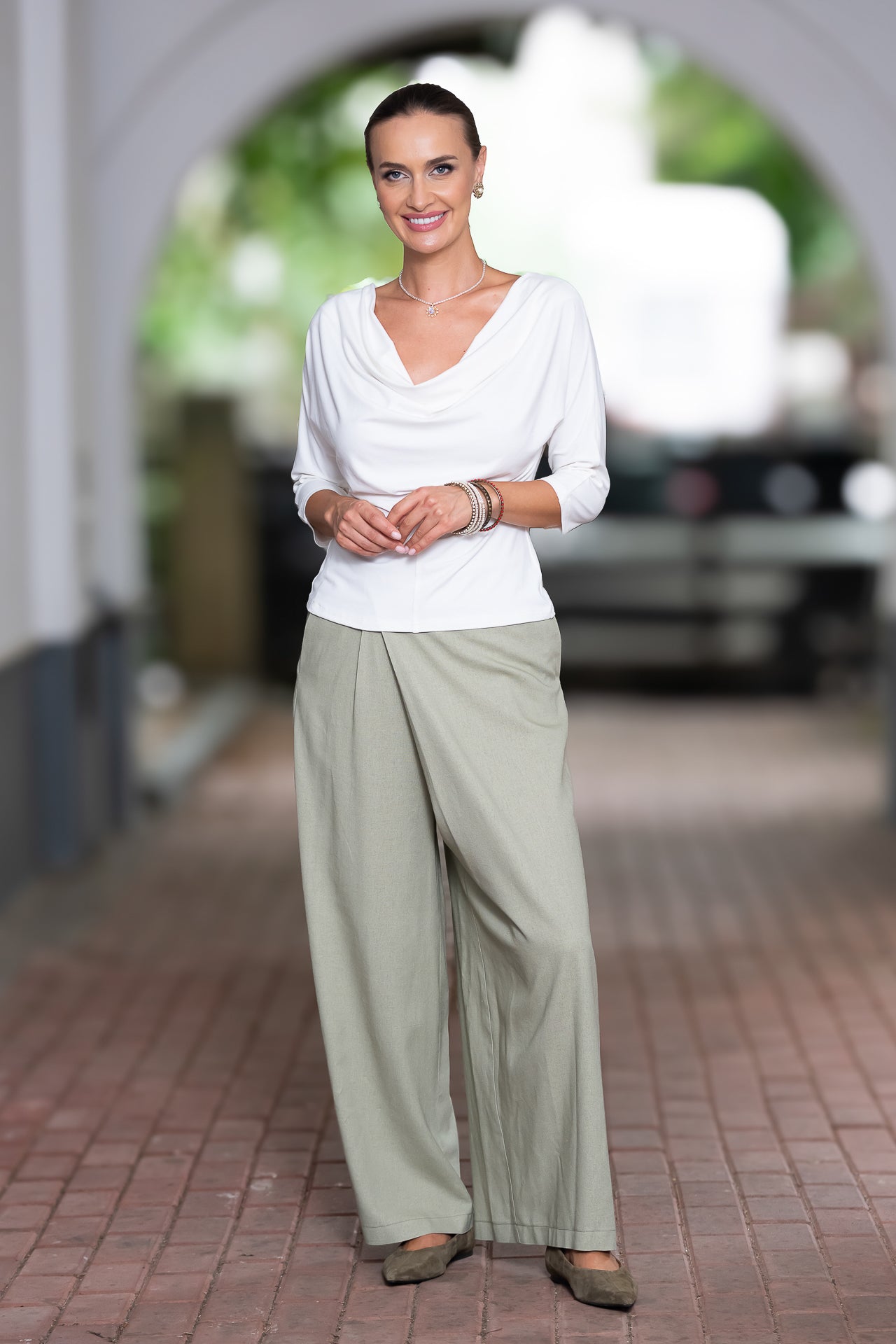 Bluza albă din jerseu Femina