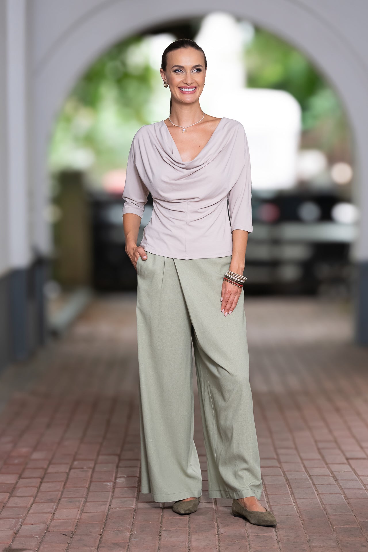 Bluza gri deschis din jerseu Femina