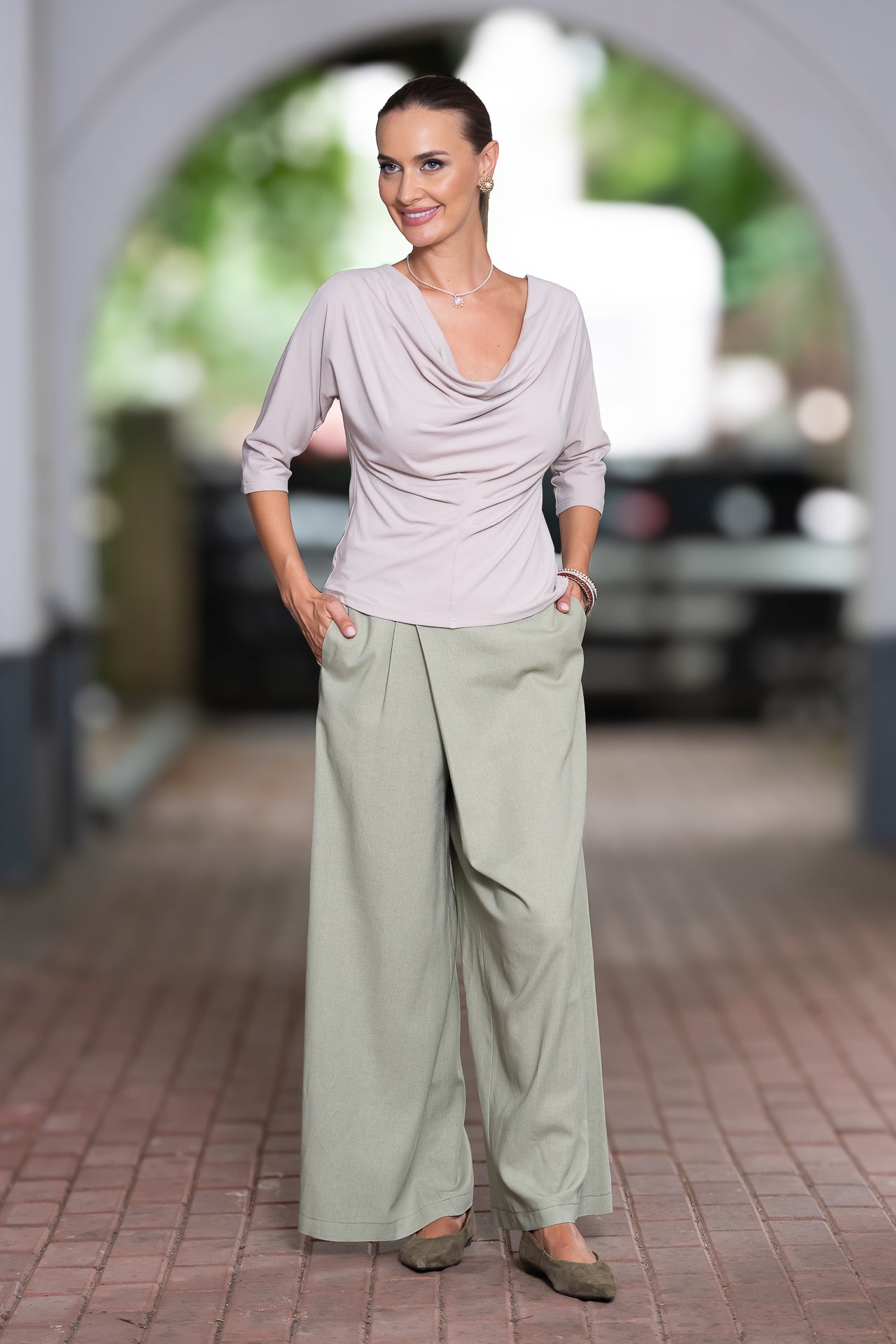 Bluza gri deschis din jerseu Femina