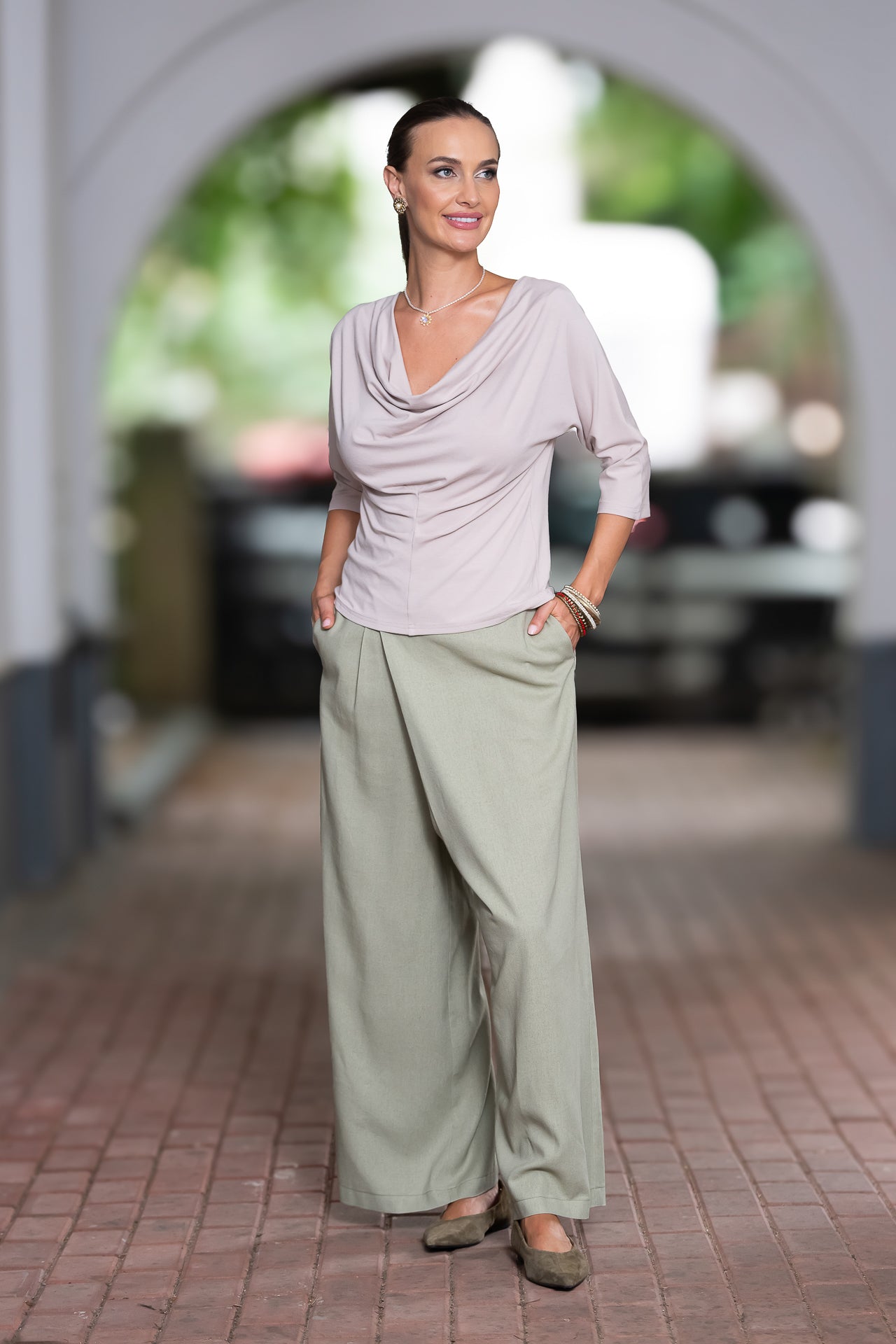 Bluza gri deschis din jerseu Femina