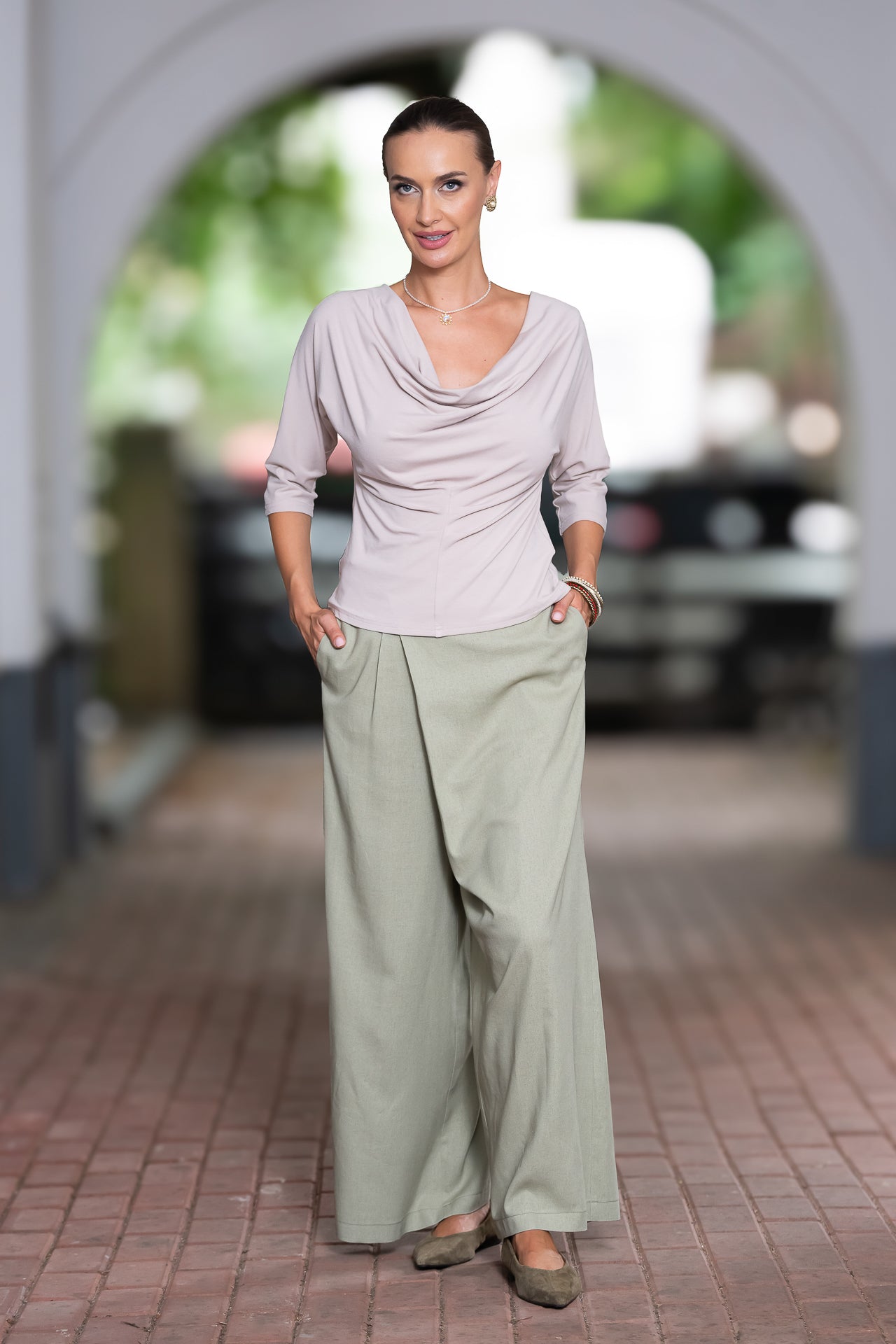 Bluza gri deschis din jerseu Femina