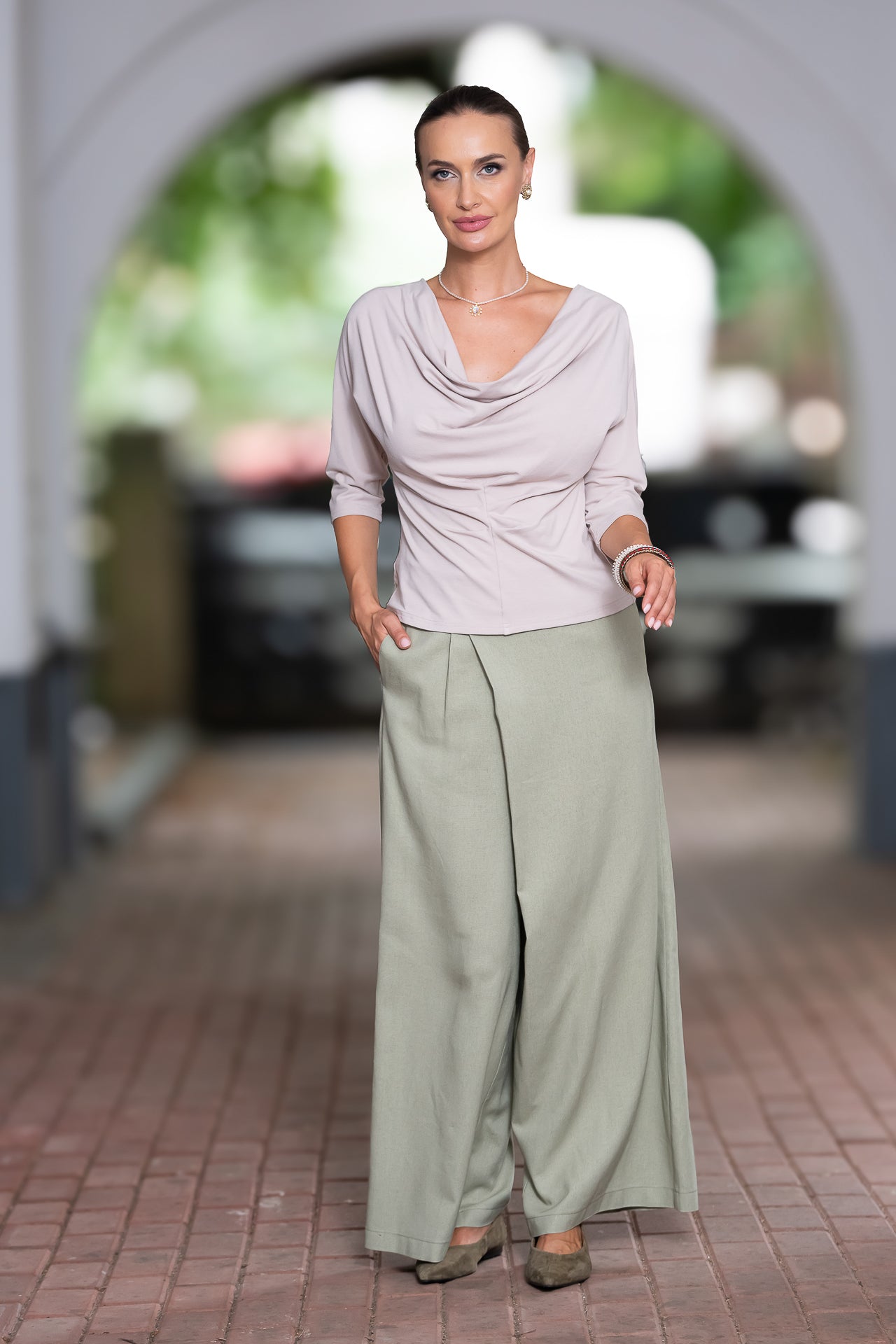 Bluza gri deschis din jerseu Femina