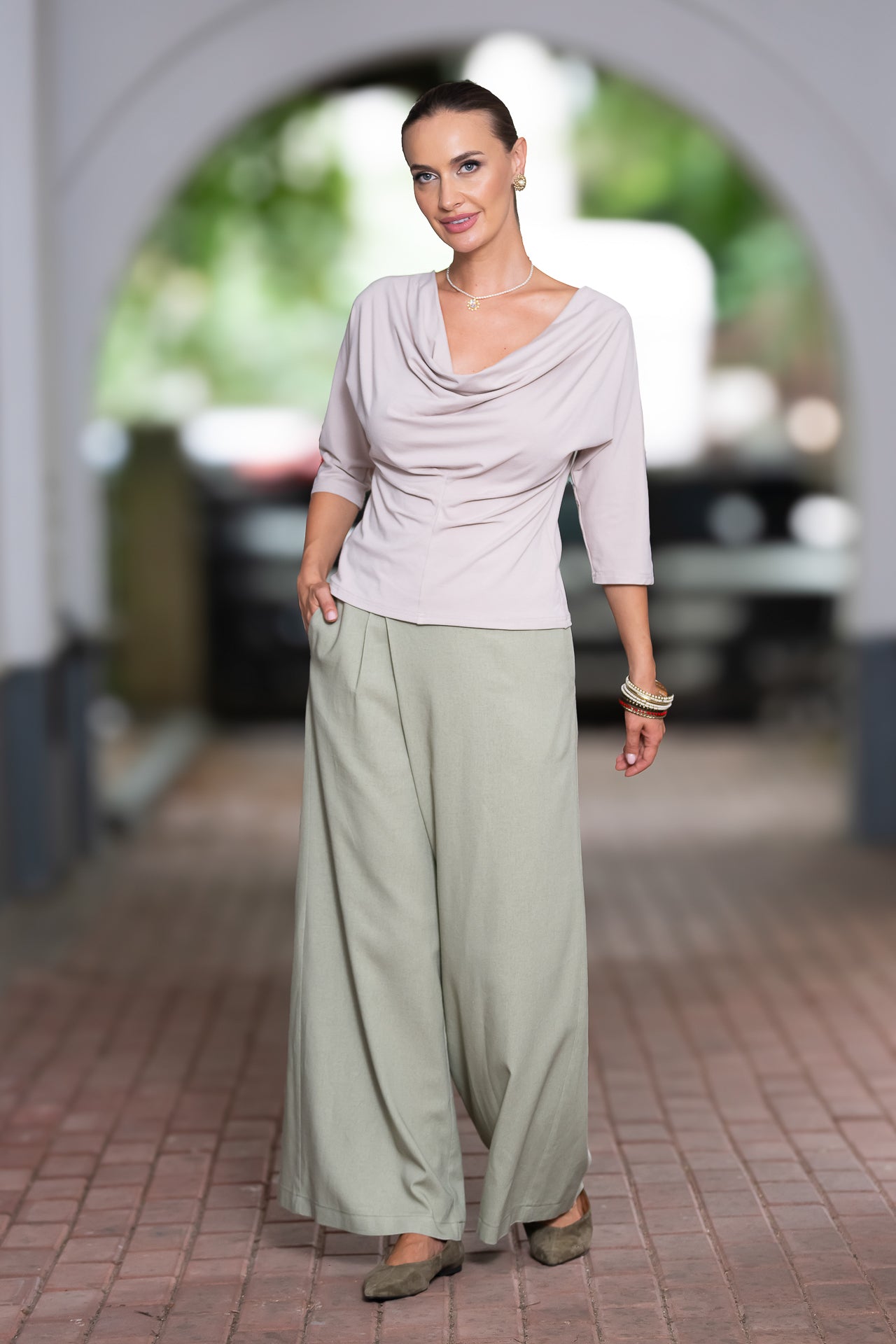 Bluza gri deschis din jerseu Femina